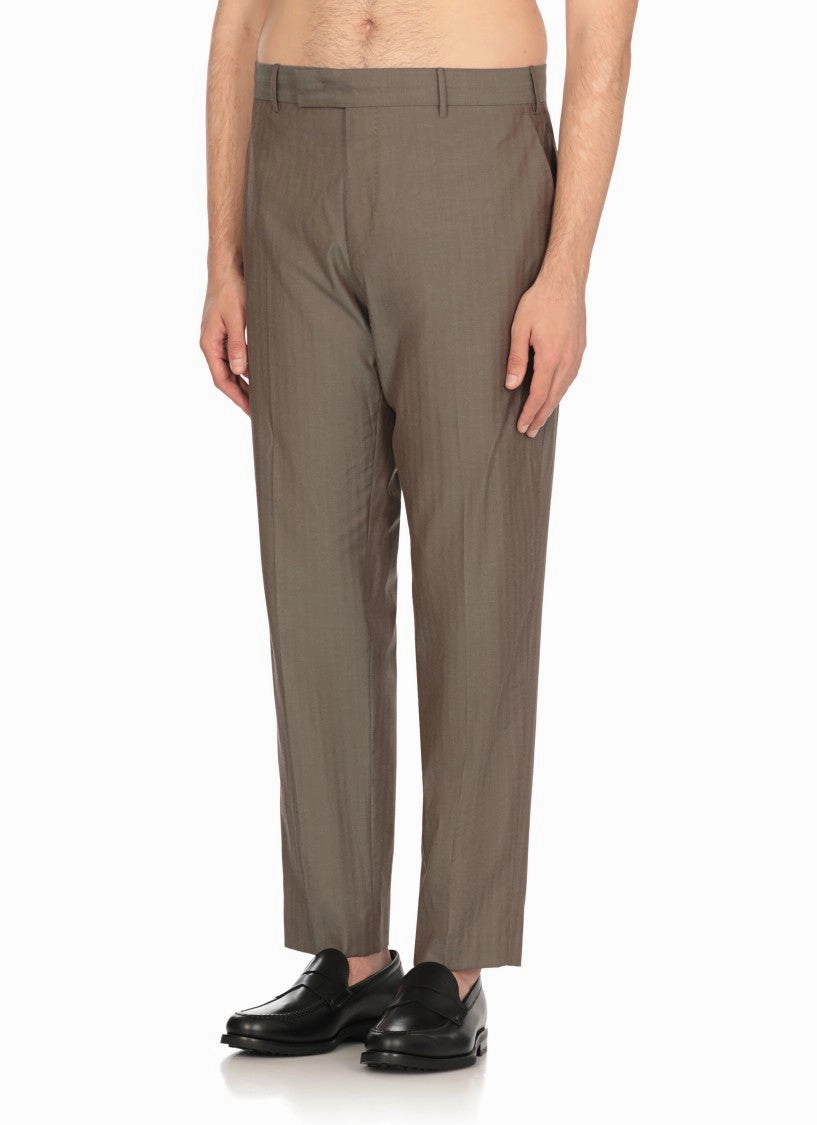 Sage Green Cotton And Silk Trousers