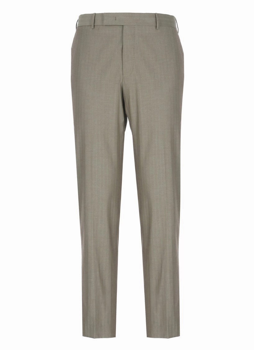 Sage Green Cotton And Silk Trousers
