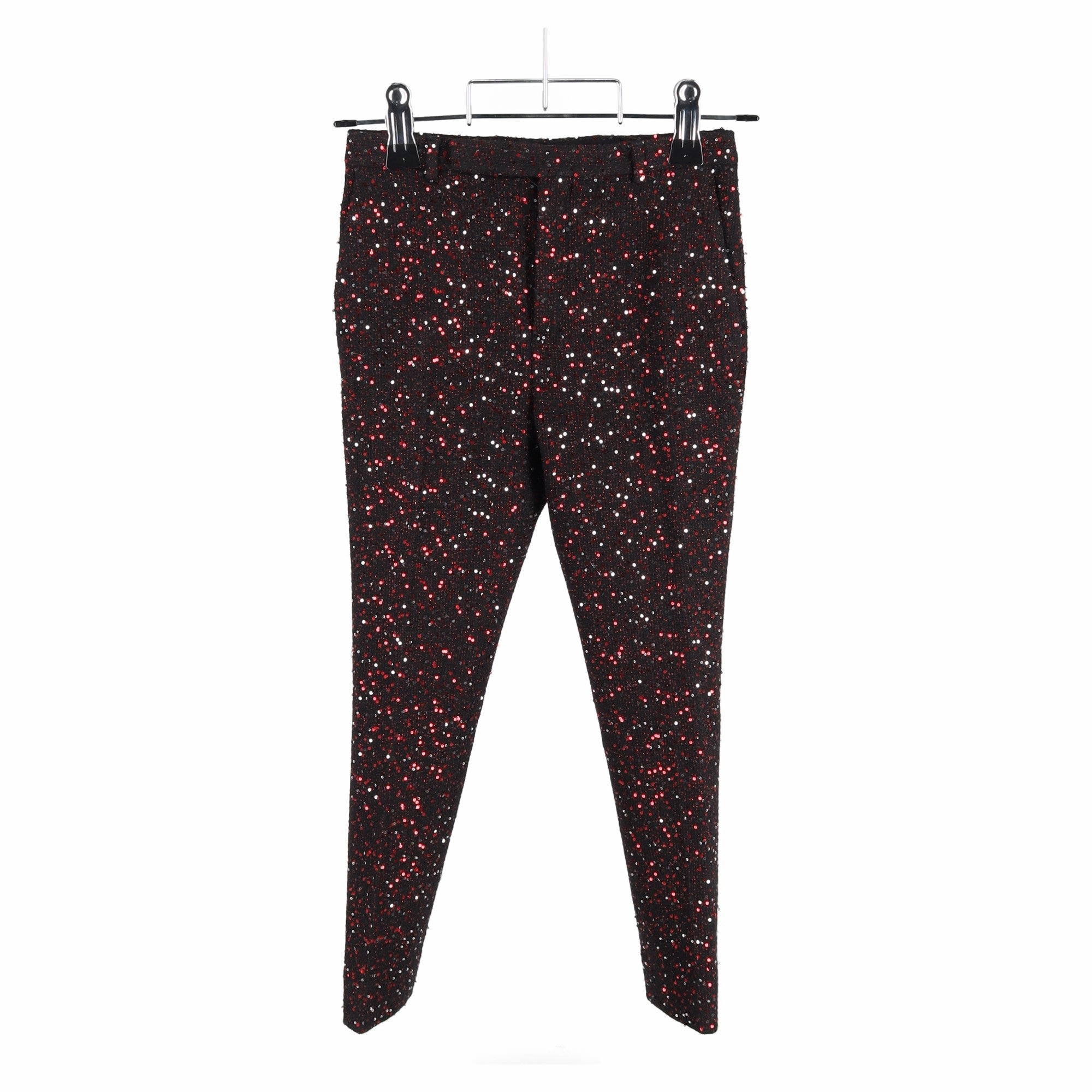Saint Laurent Embroidered Trousers In Red Sequins