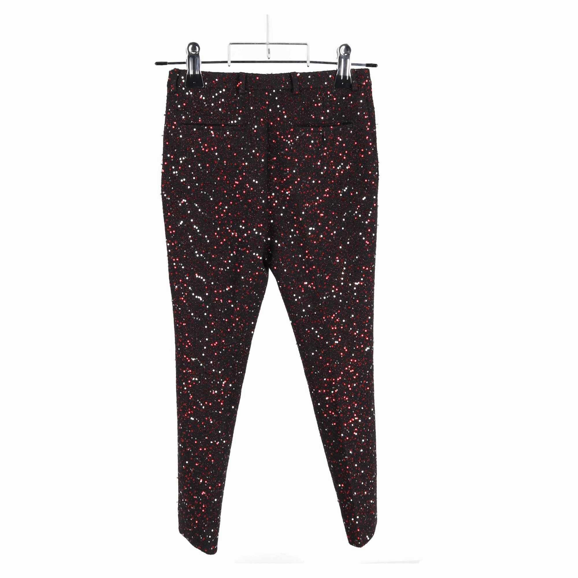 Saint Laurent Embroidered Trousers In Red Sequins