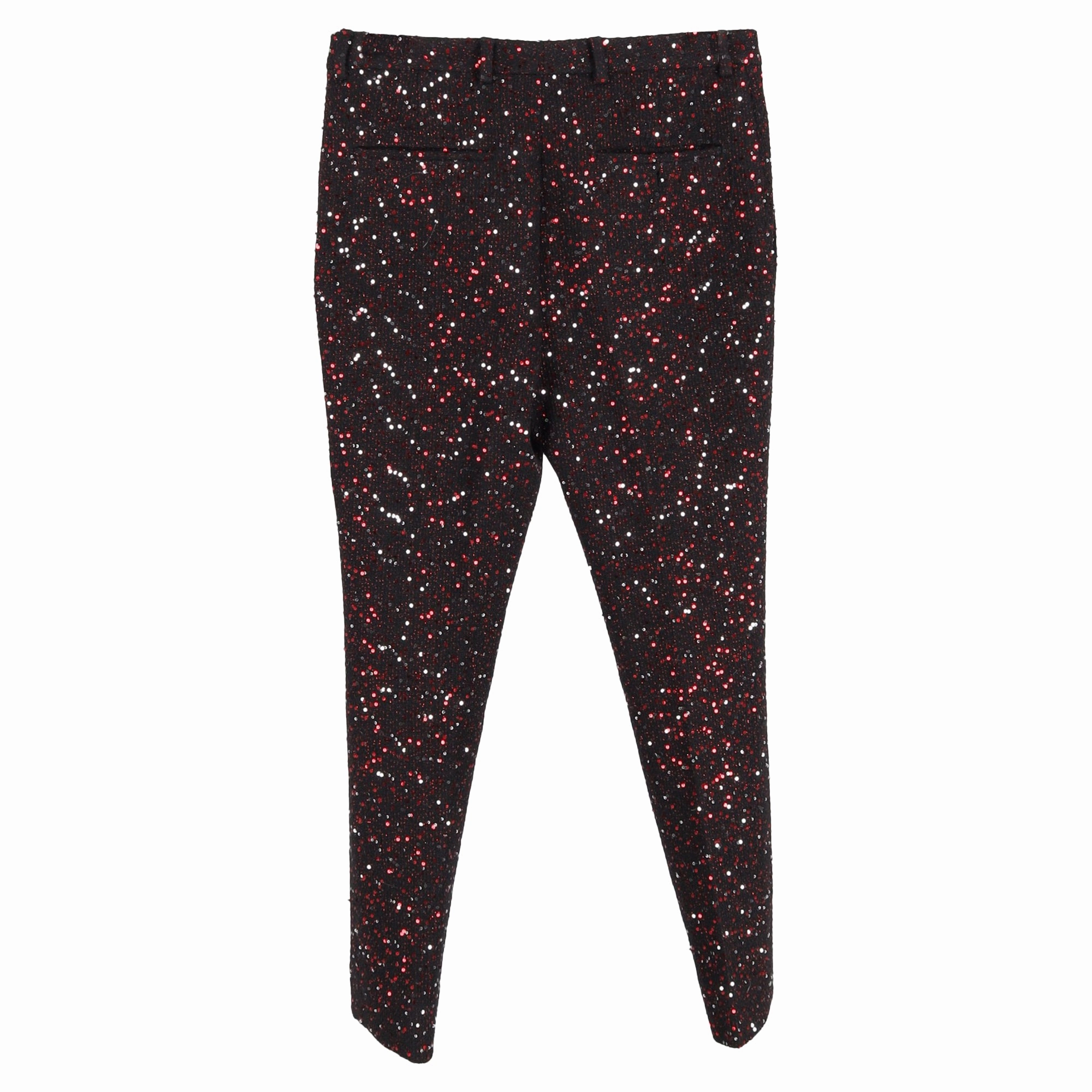 Saint Laurent Embroidered Trousers In Red Sequins