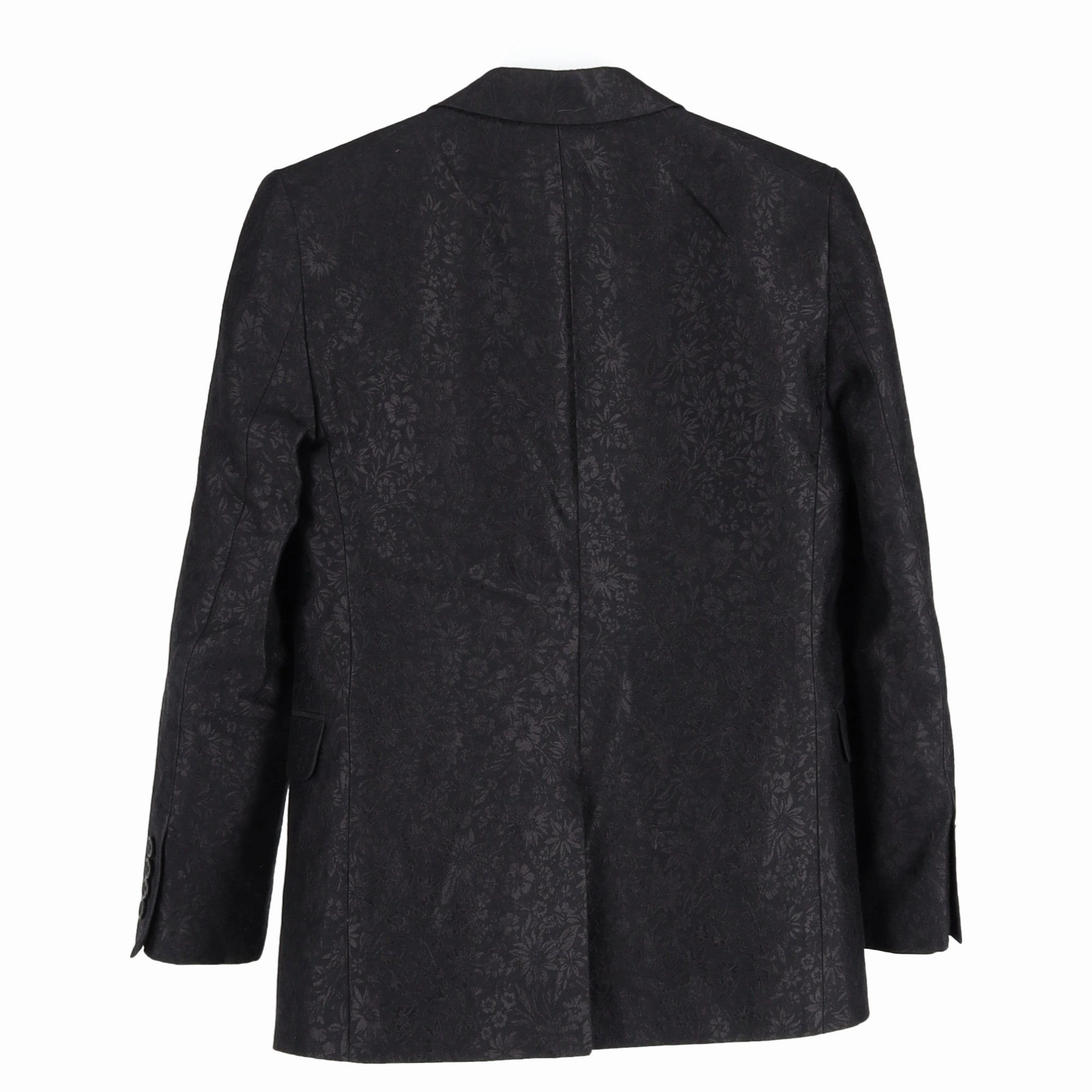 Saint Laurent Floral Jacquard Single-Breasted Blazer In Black Wool