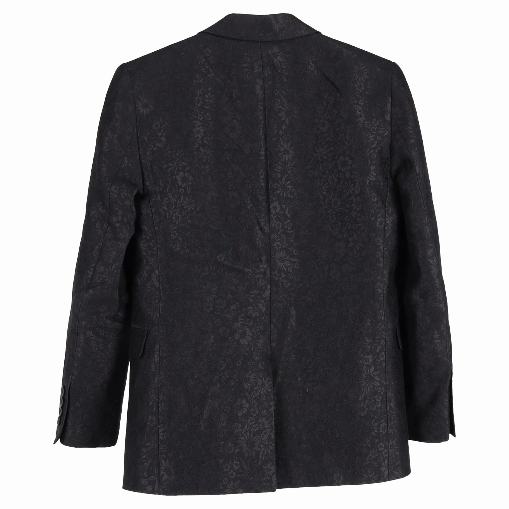 Saint Laurent Floral Jacquard Single-Breasted Blazer In Black Wool