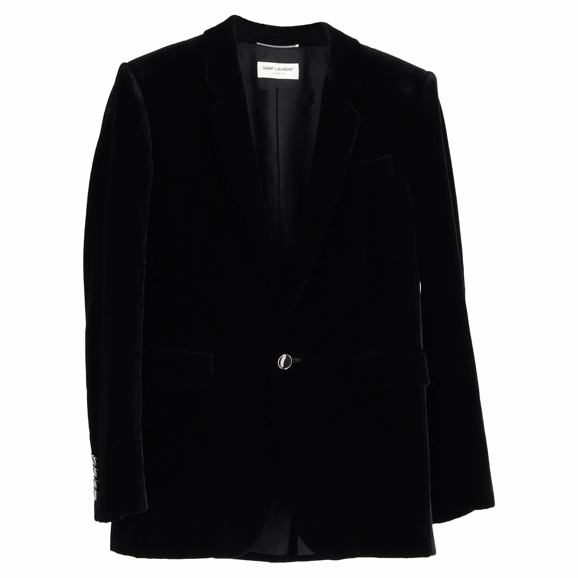 Saint Laurent Single-Breasted Tailored Jacket in Black Velvet