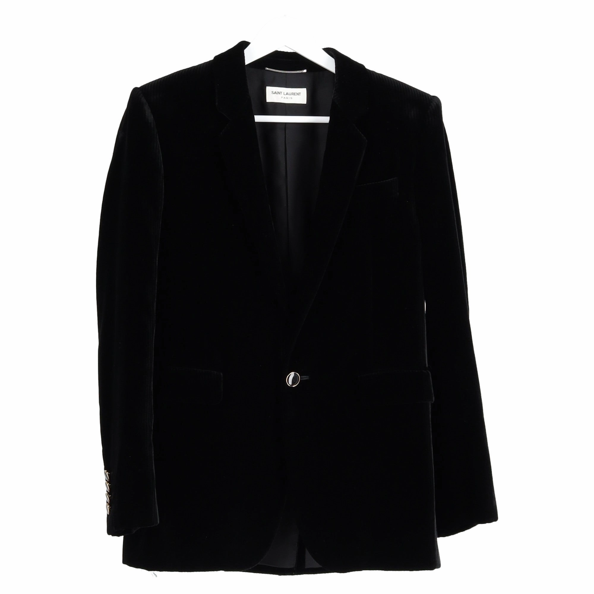 Saint Laurent Single-Breasted Tailored Jacket in Black Velvet