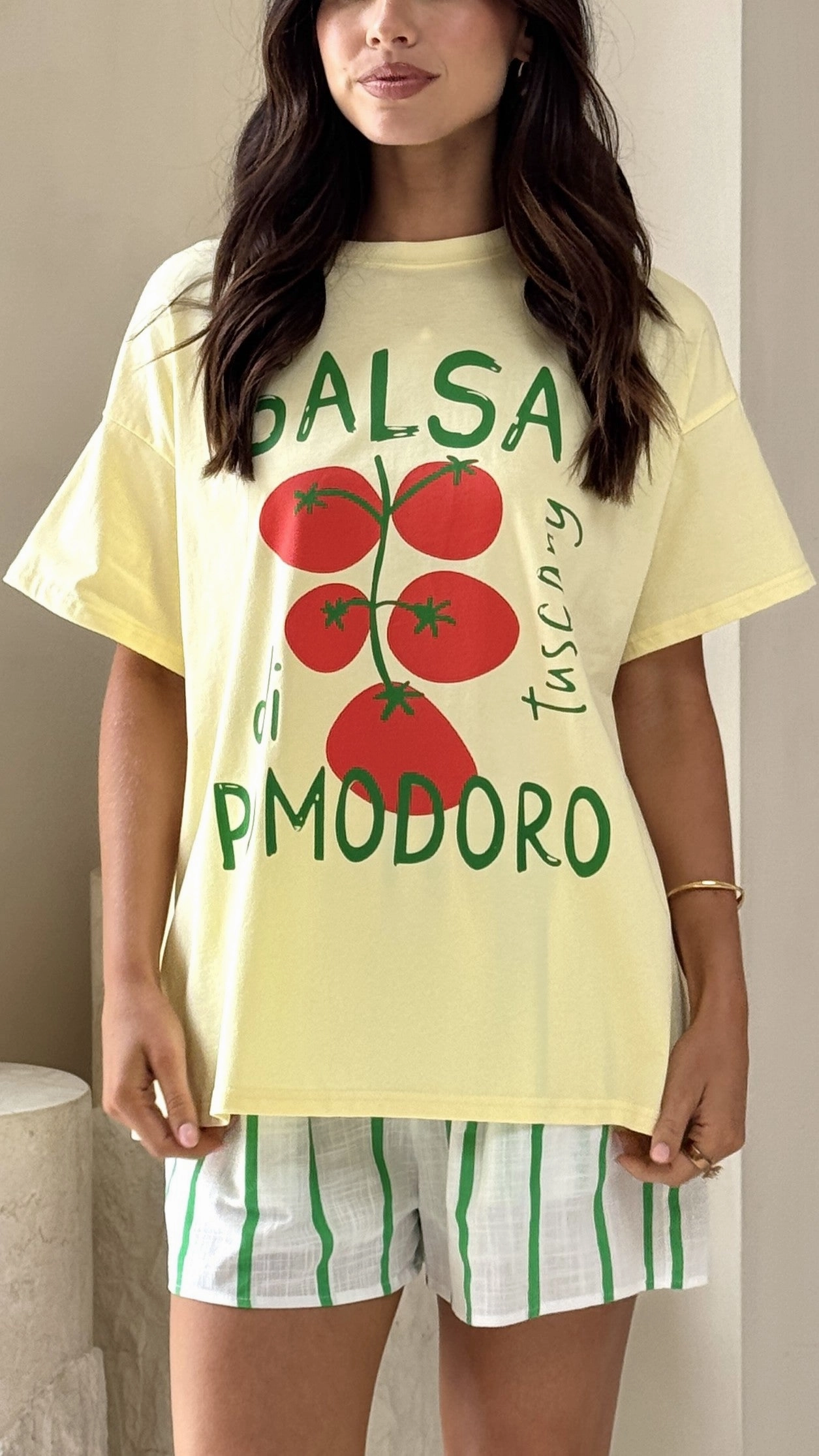 Salsa Di Pomodor Top and Shorts Set - Yellow/White