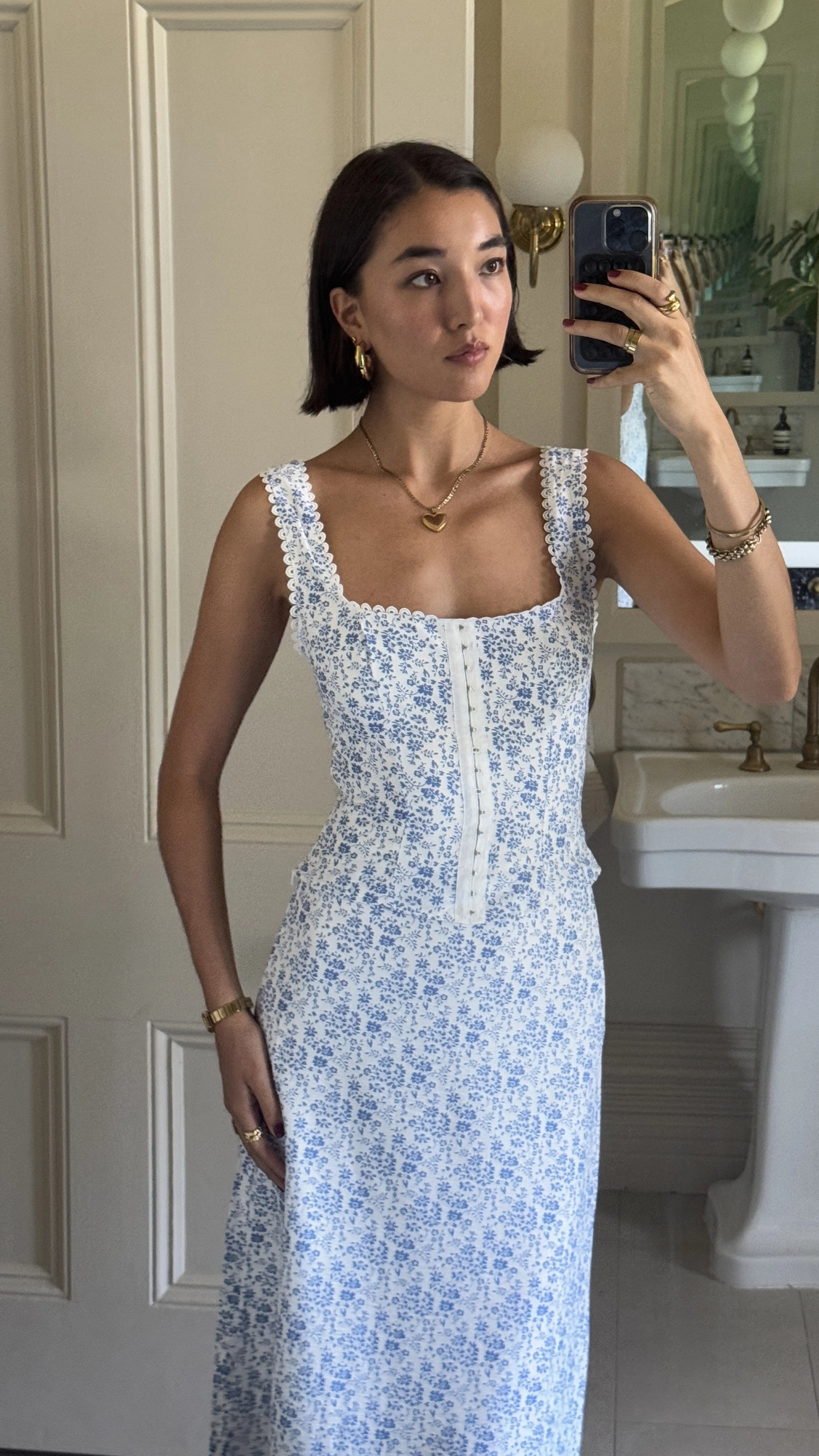 Saylor Maxi Skirt - Blue Floral