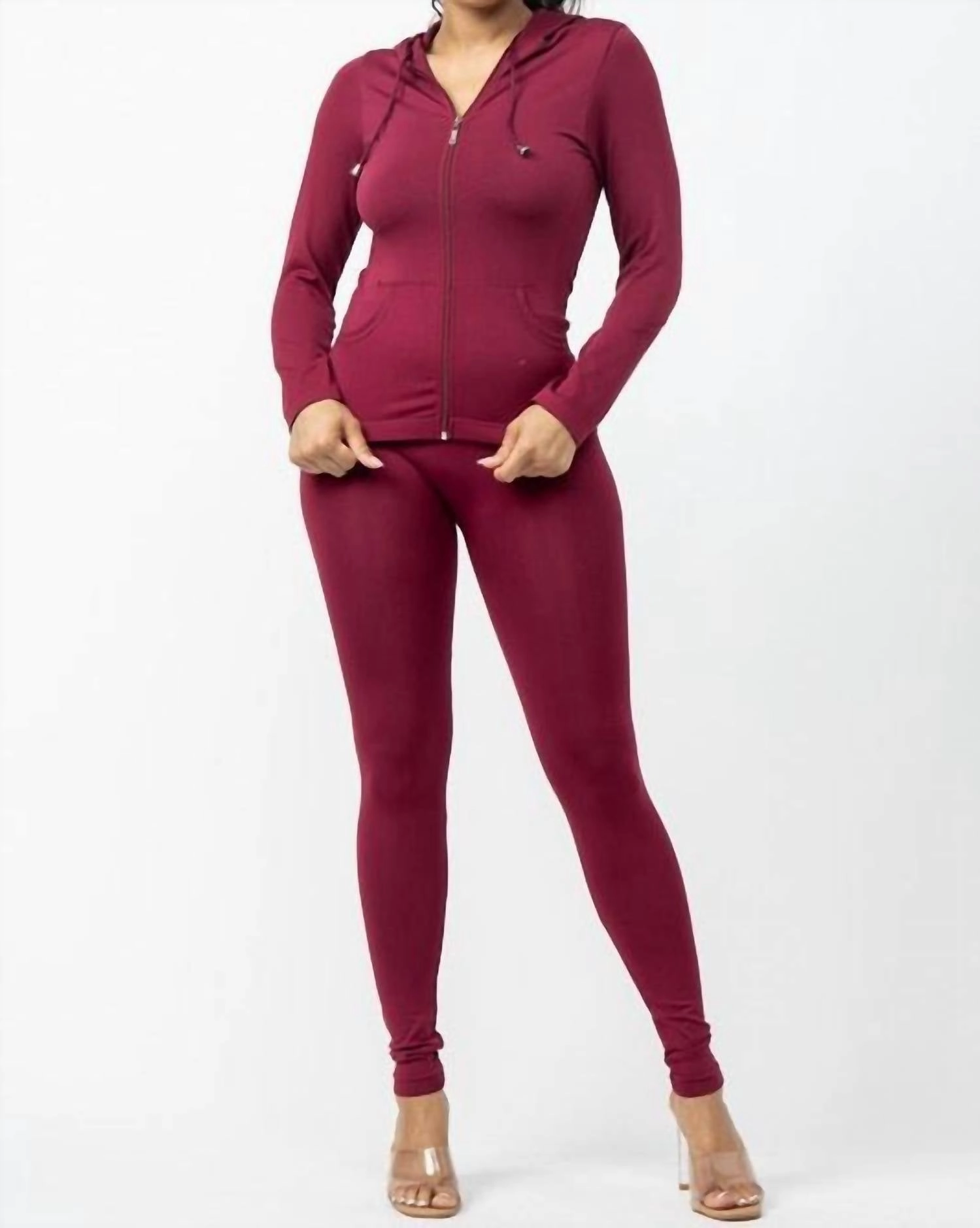 Seamless Hoodie And Legging Lounge Set In Plum