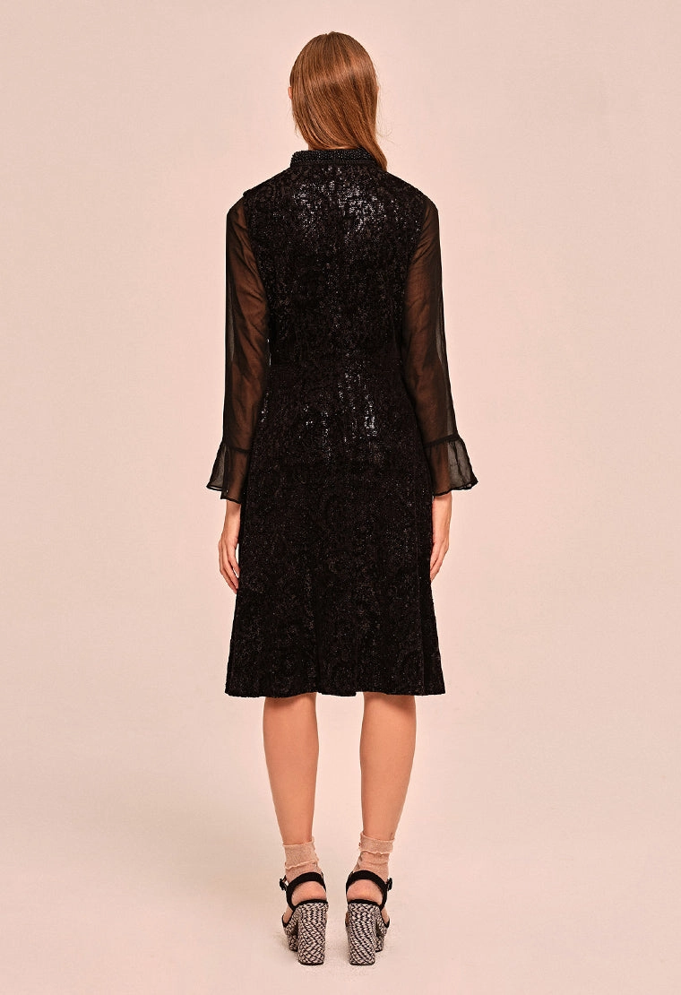 See-through velvet evening dress