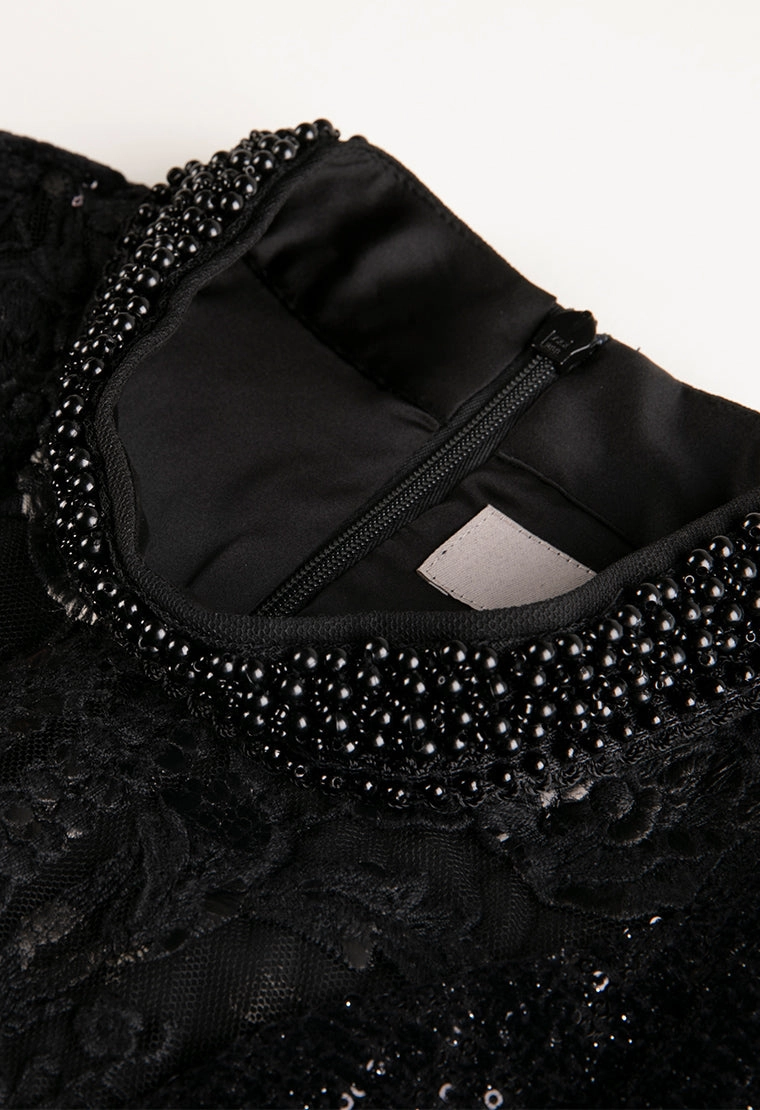 See-through velvet evening dress