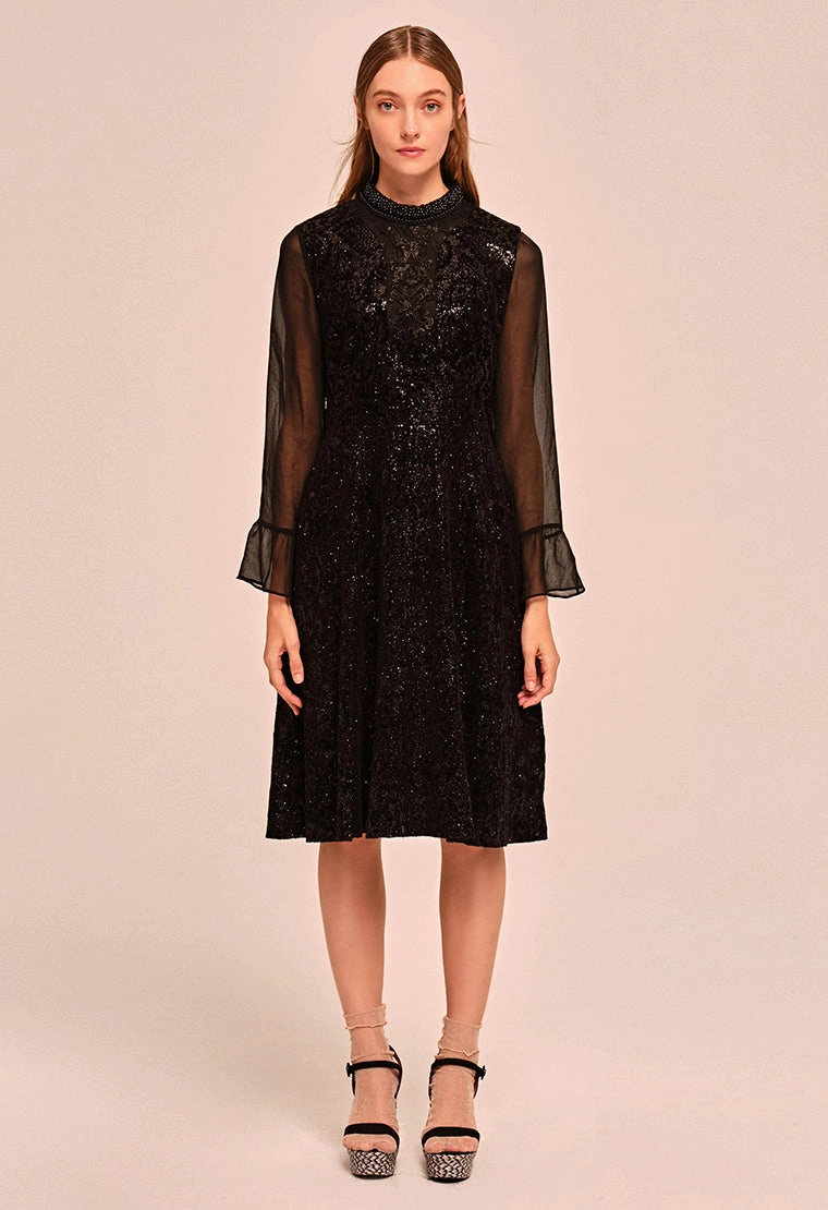 See-through velvet evening dress