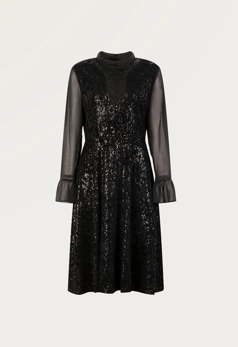 See-through velvet evening dress