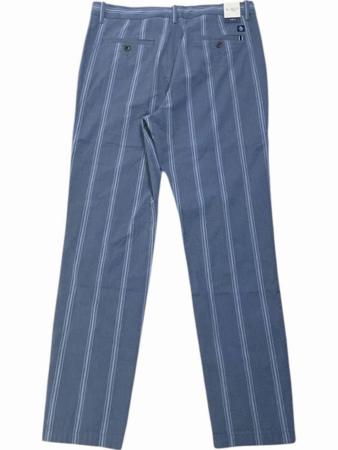 Seersucker Jacquard Stripe Pants In Bering Sea