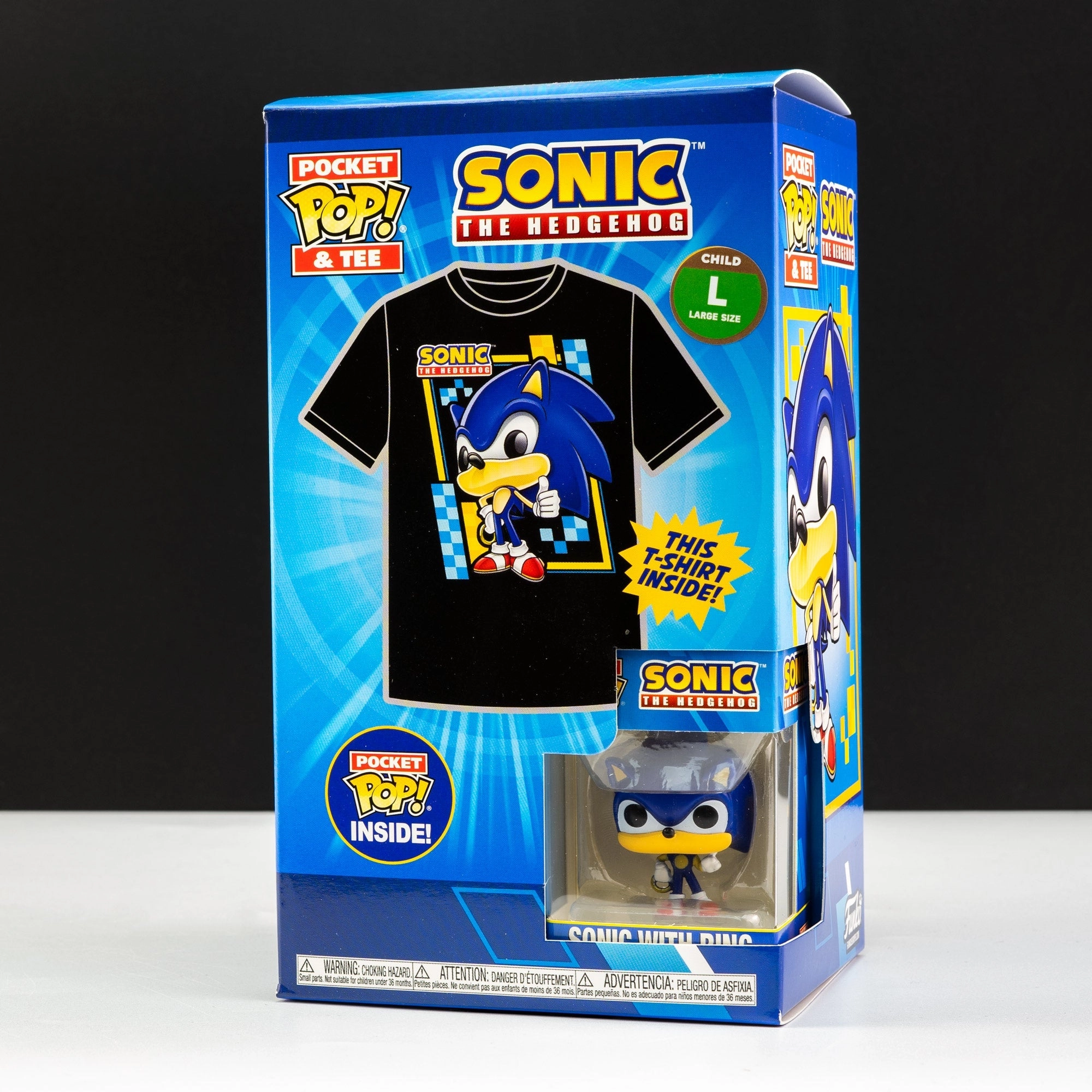 Sega Sonic the Hedgehog with Ring Pocket Pop! Vinyl and Tee Set for Kids