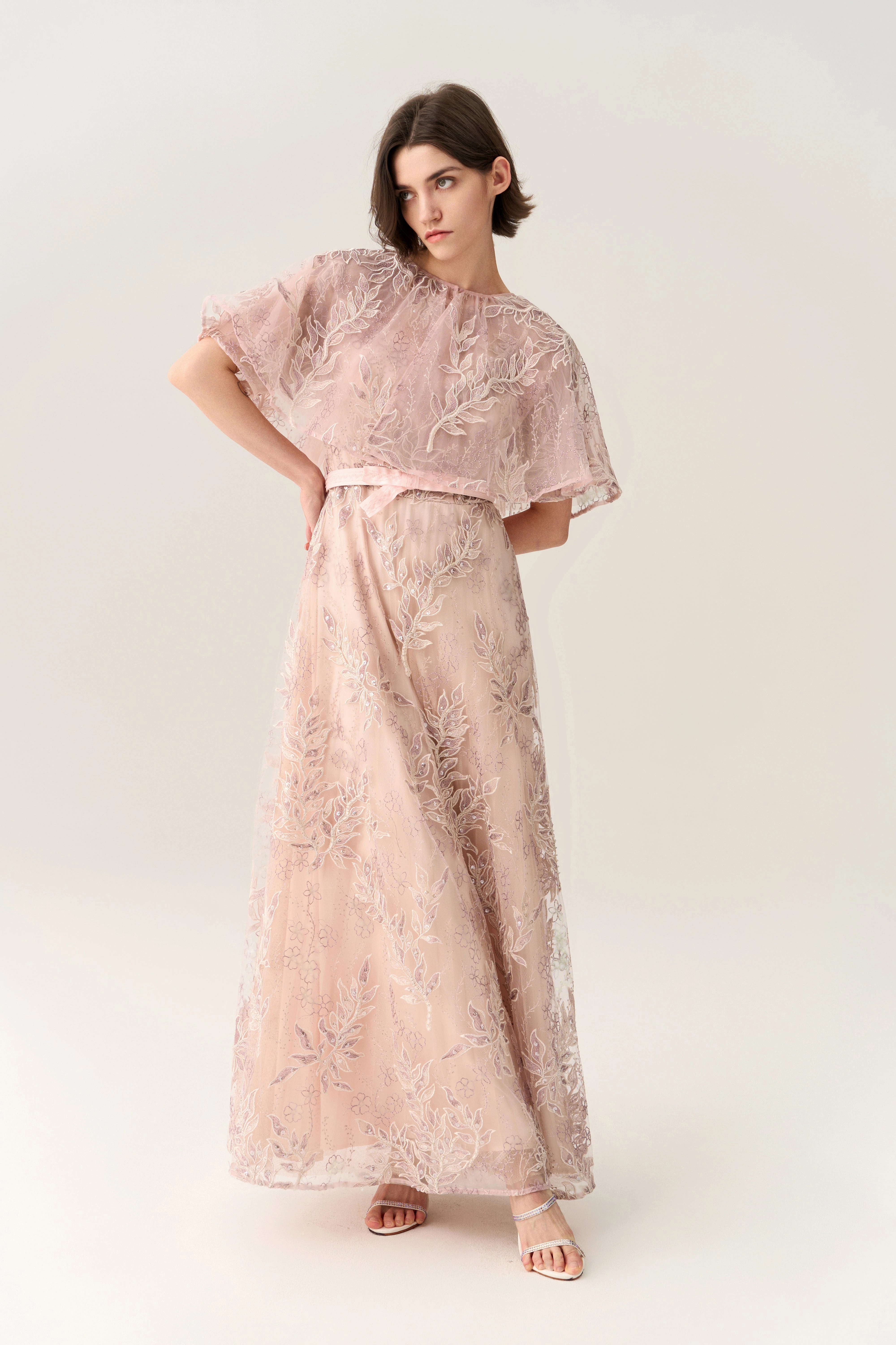 Sequin & Embroidery Mesh Cape