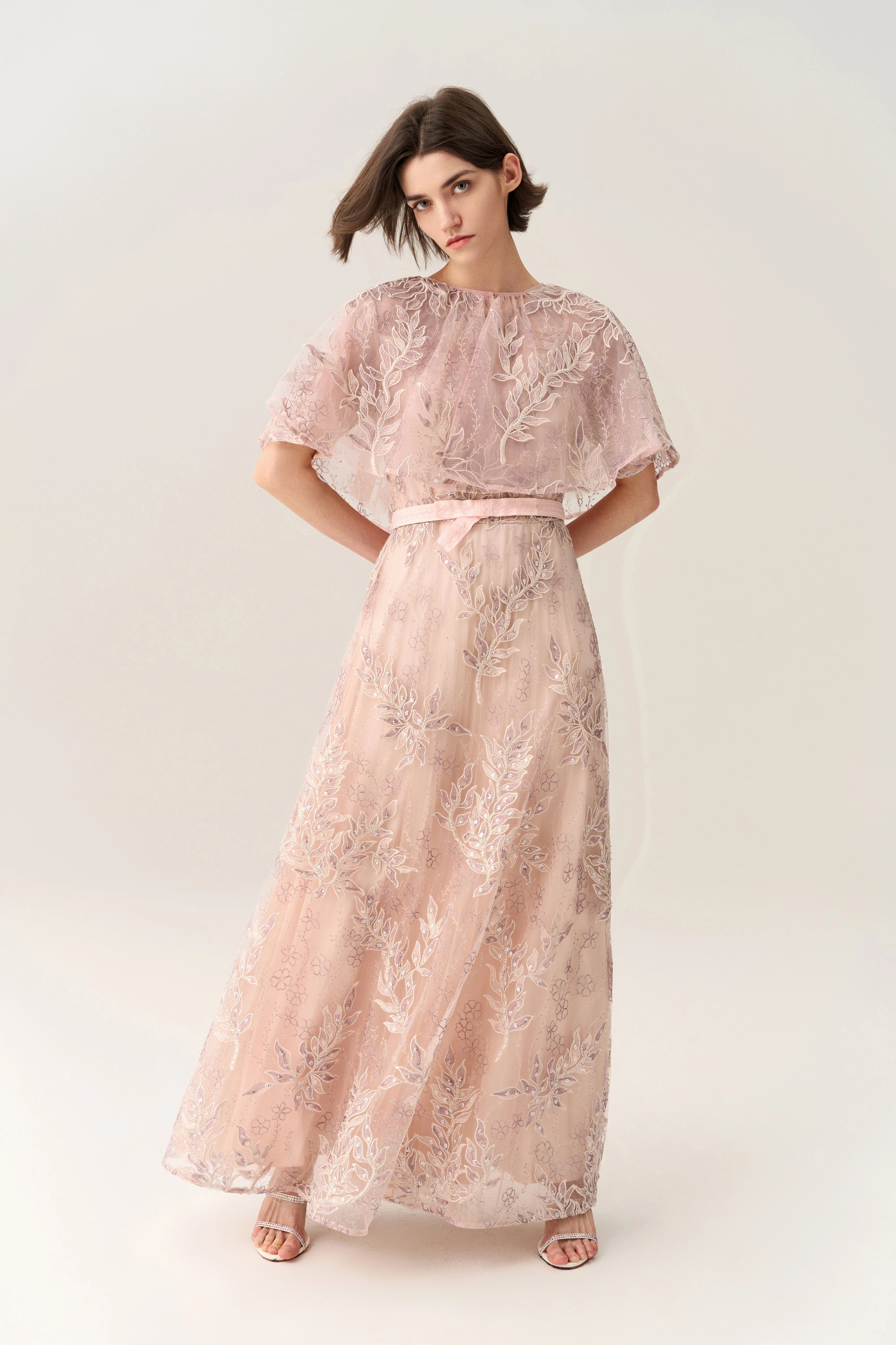 Sequin & Embroidery Mesh Cape