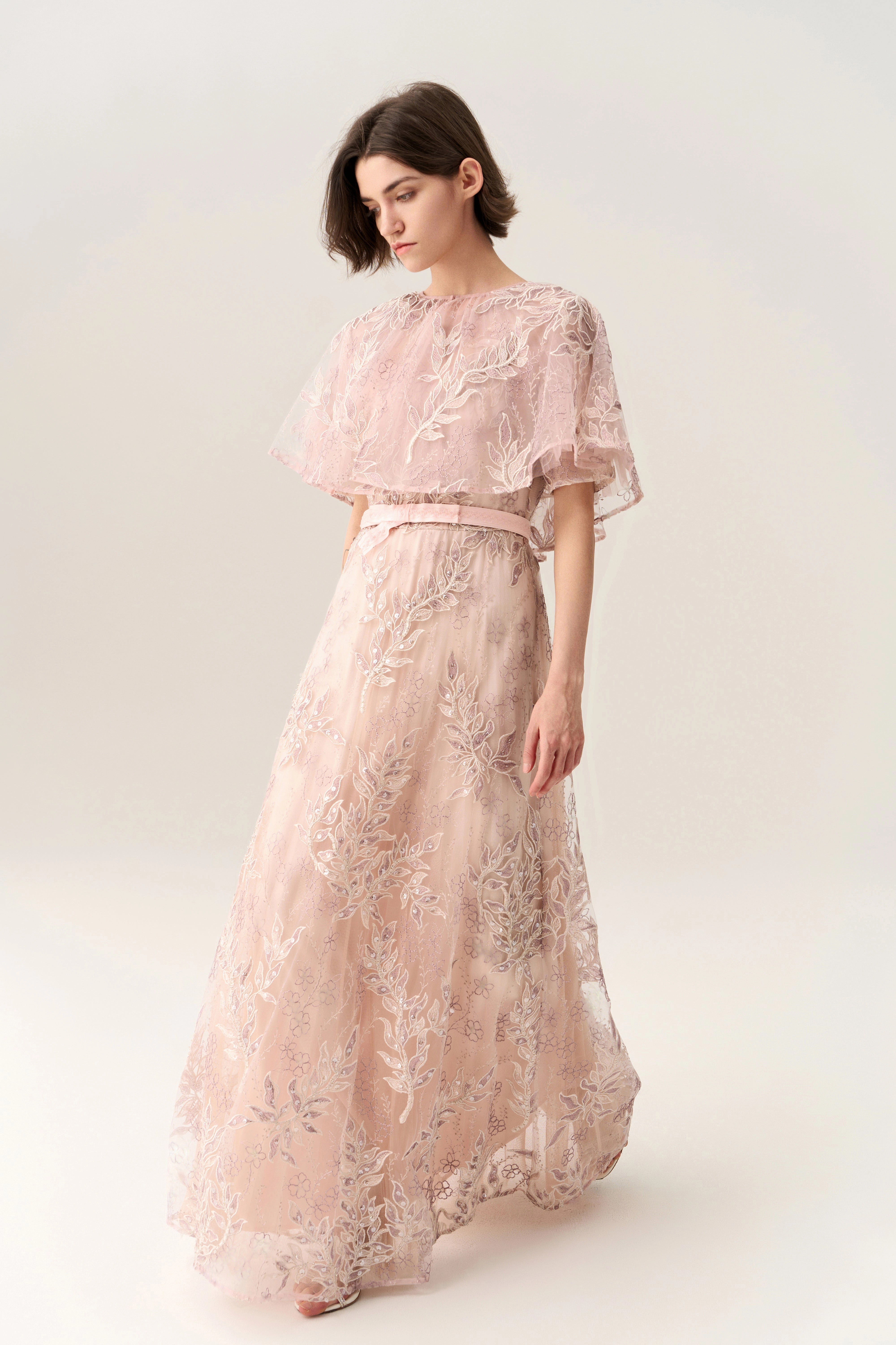 Sequin & Embroidery Mesh Cape
