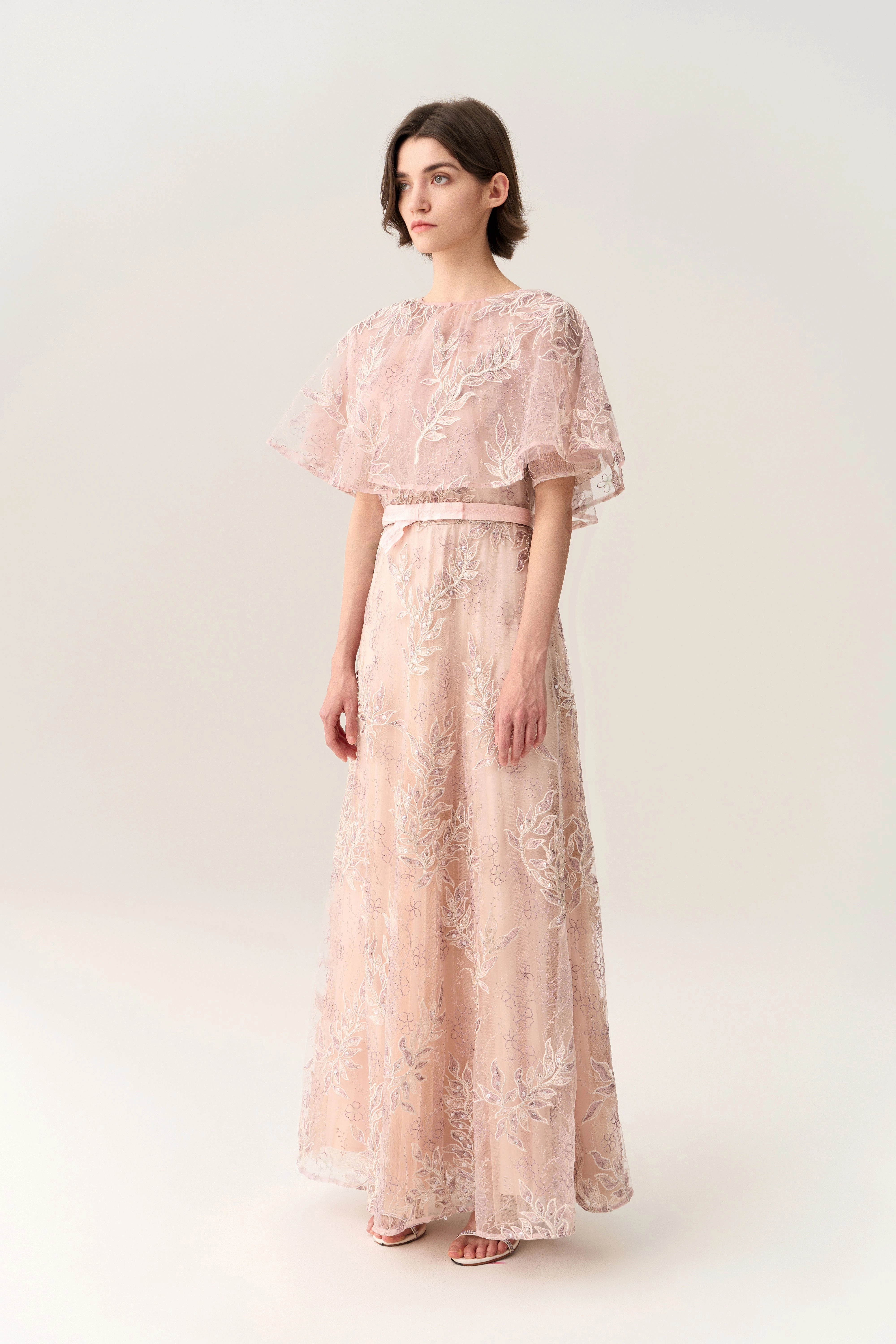 Sequin & Embroidery Mesh Cape