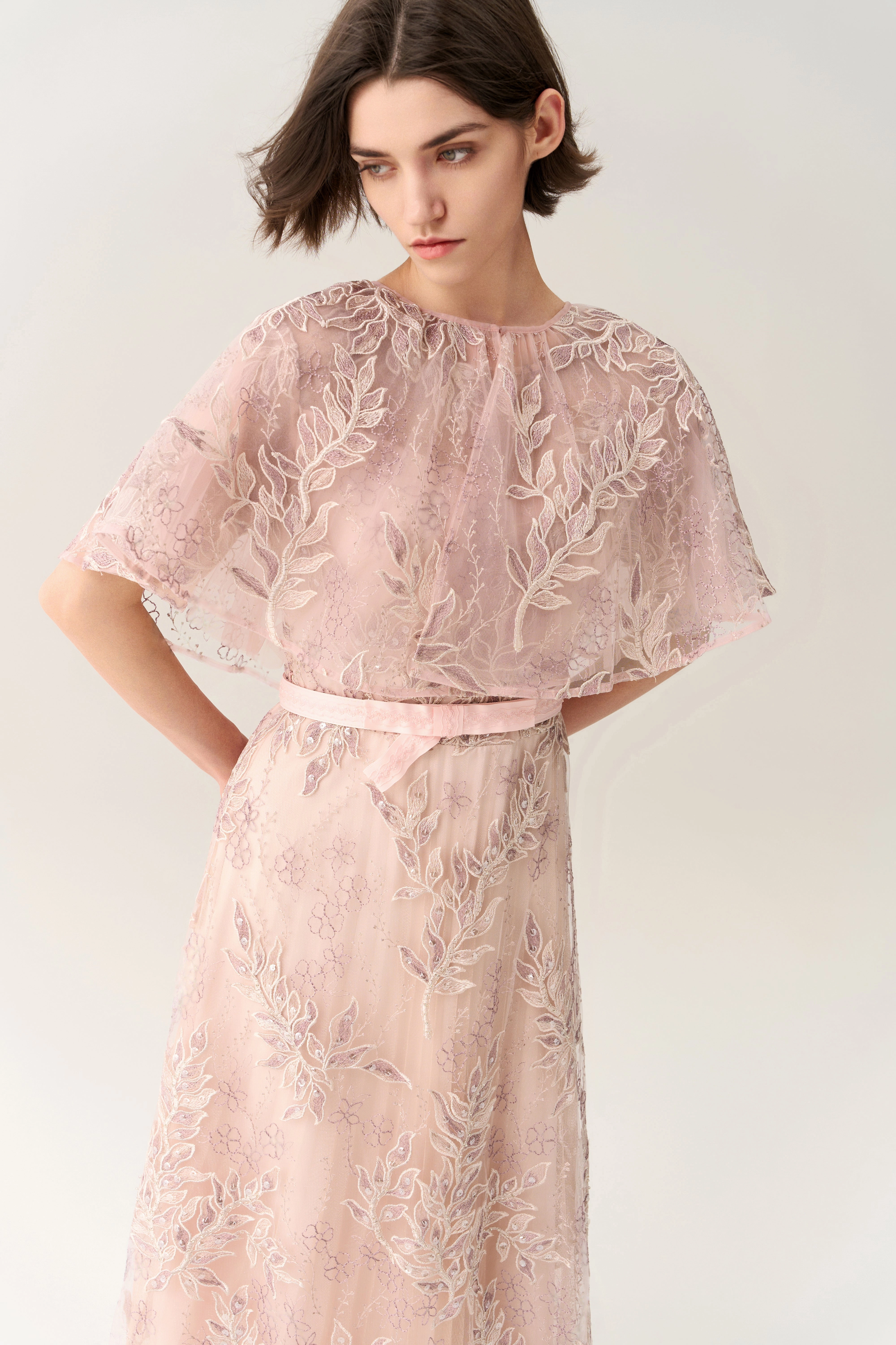 Sequin & Embroidery Mesh Cape