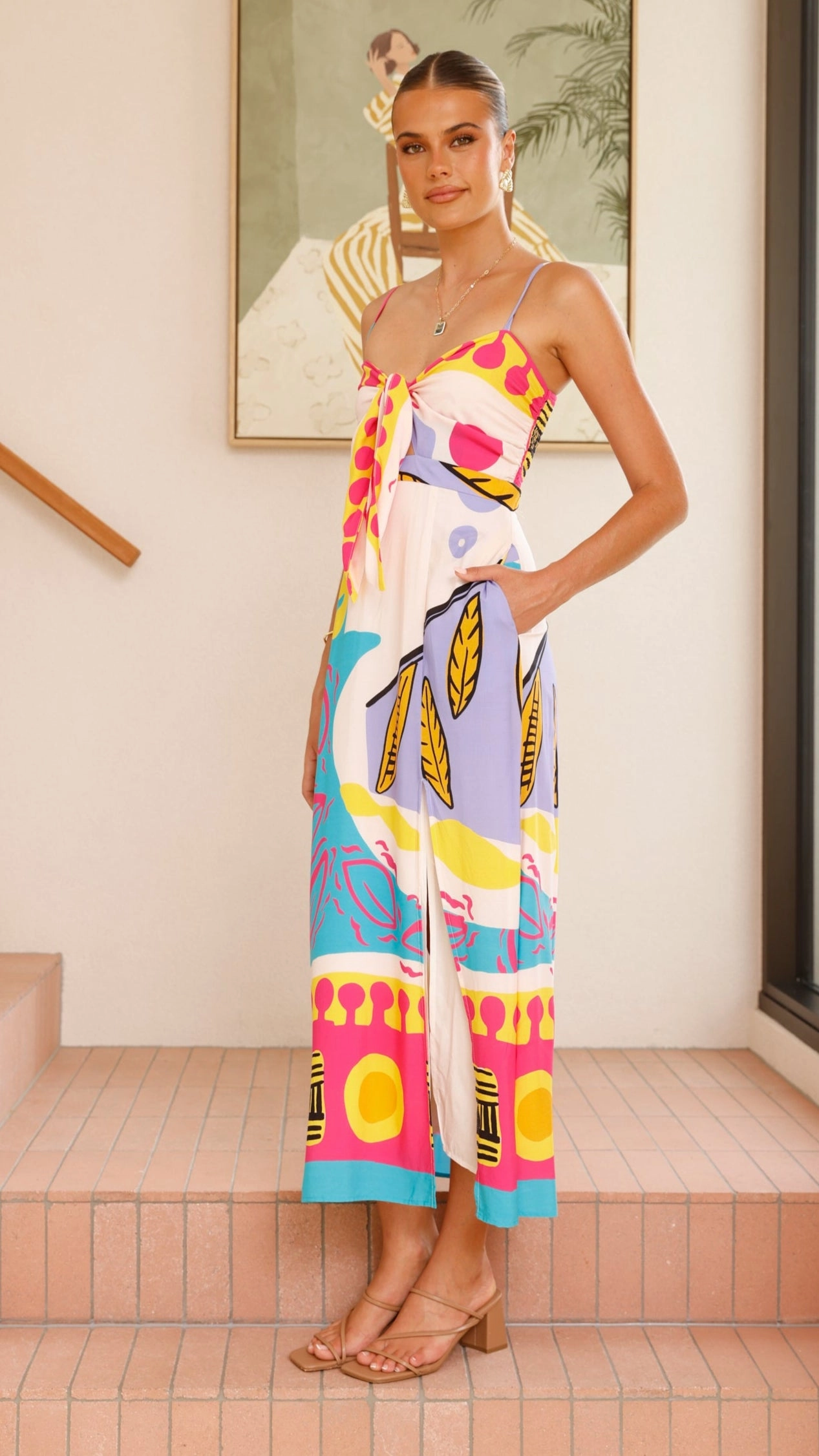 Shahar Maxi Dress - Pink Print