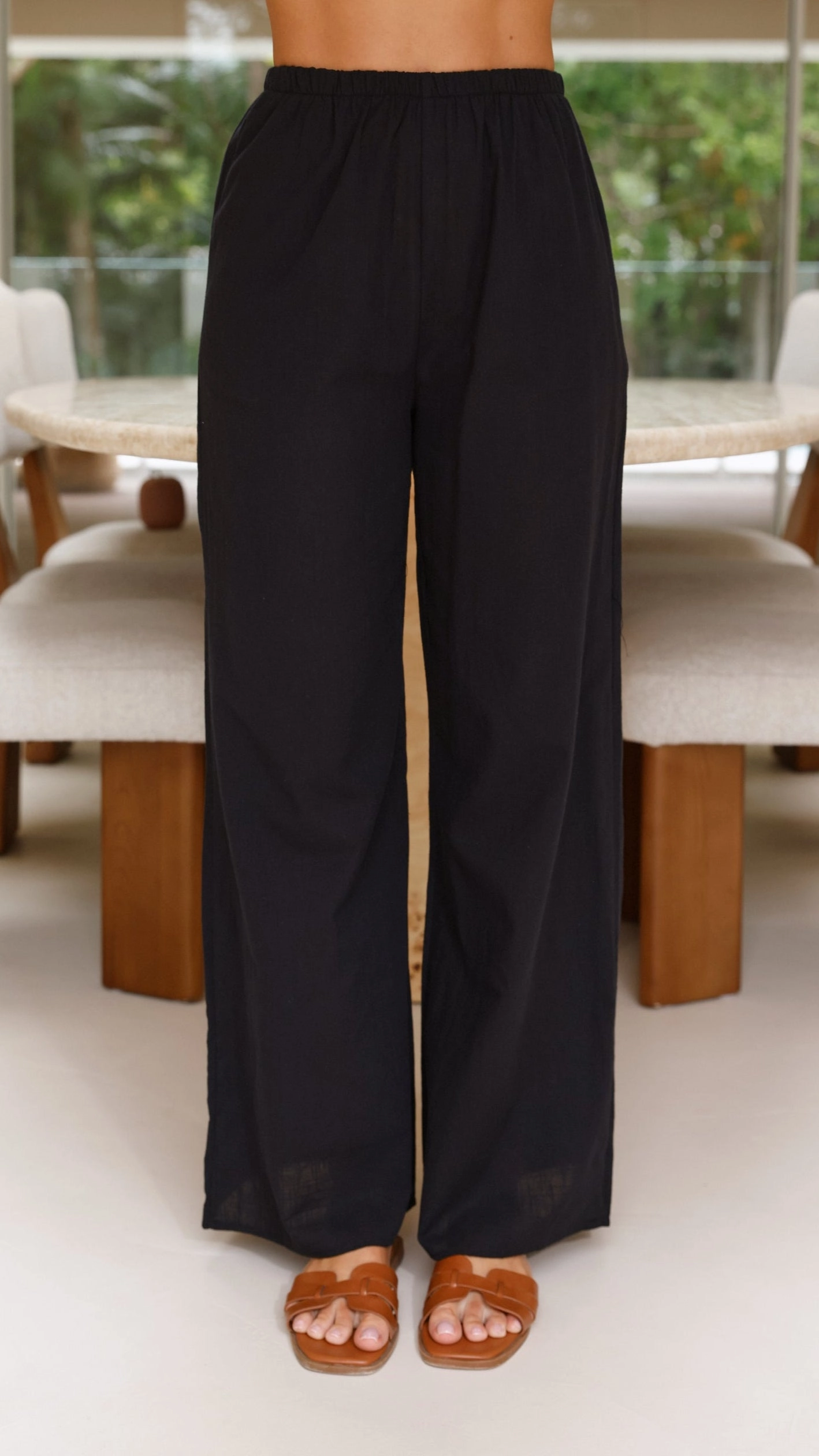 Sharni Strapless Pleat Top and Pants Set - Black