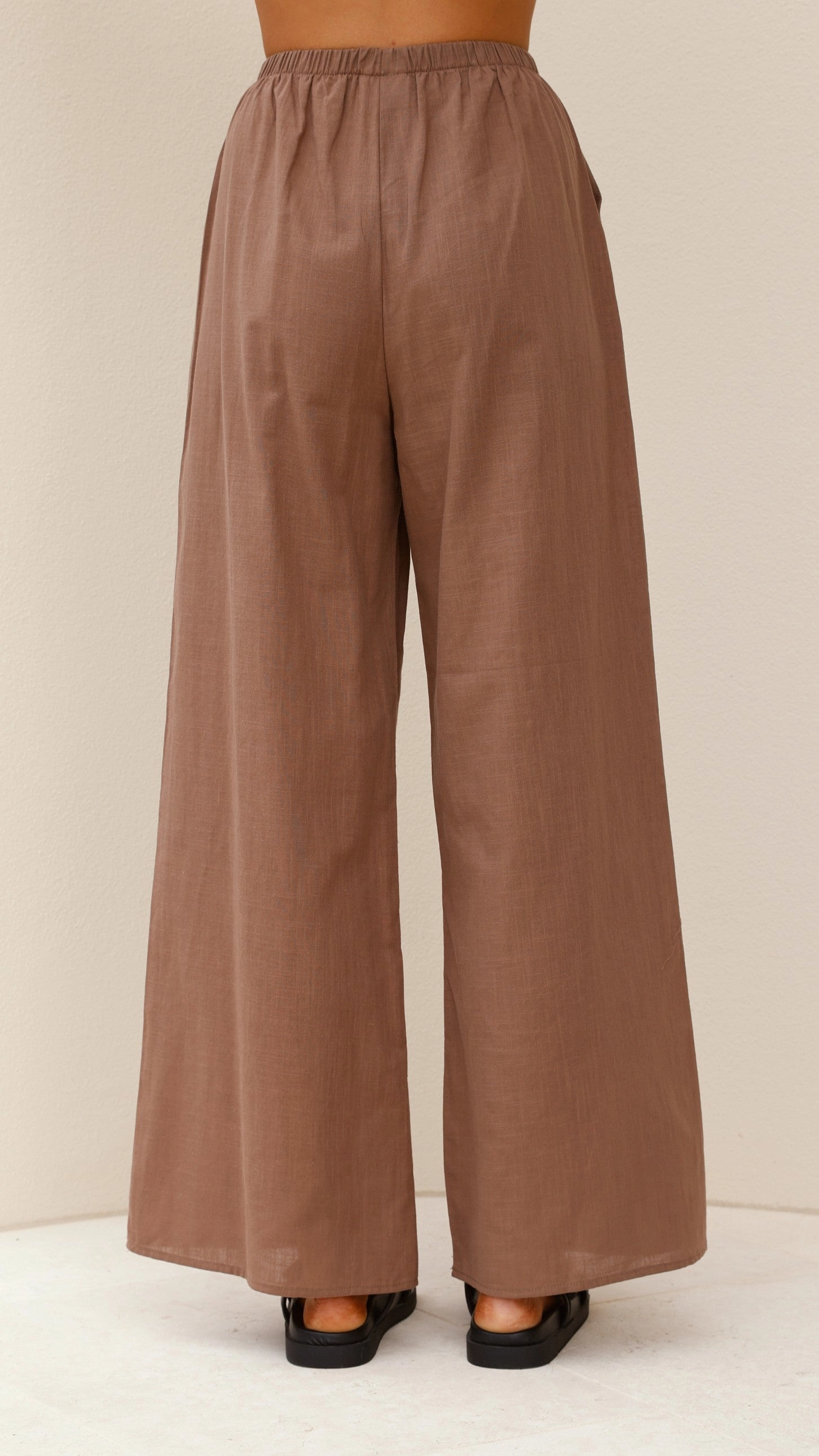 Sharni Strapless Pleat Top and Pants Set - Chocolate