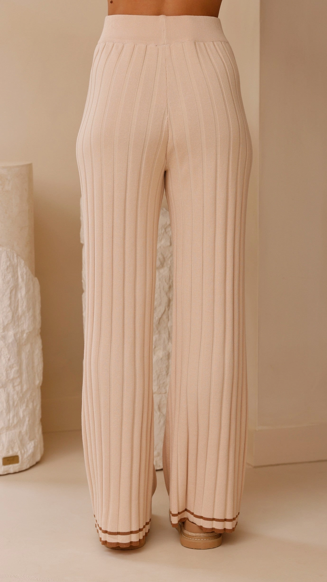 Shaylie Wide Leg Pants - Beige