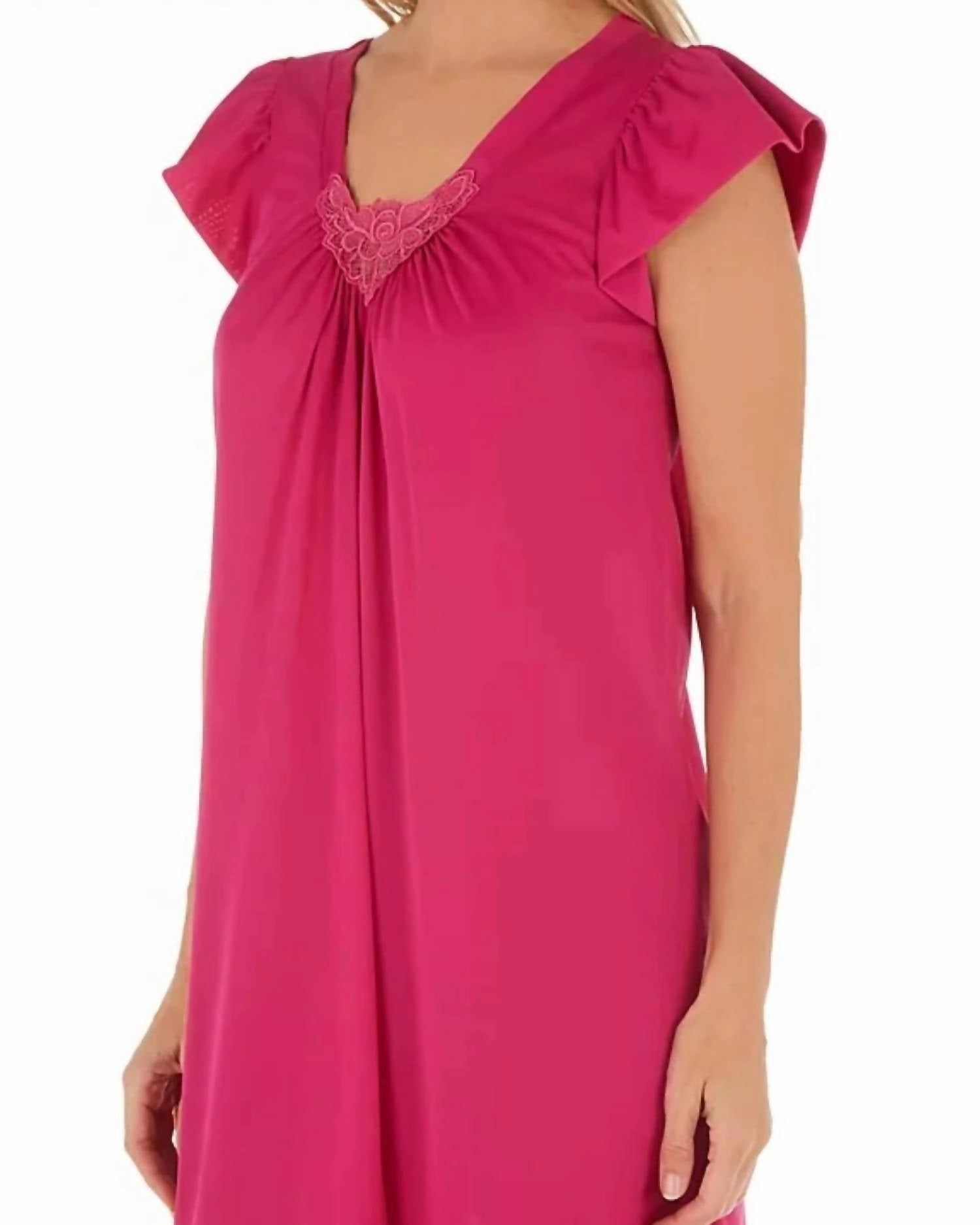 Short Cap Sleeve Nightgown In Raspberry