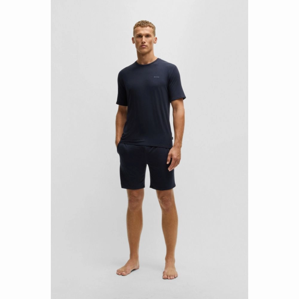 Short jersey pajama set with embroidered branding