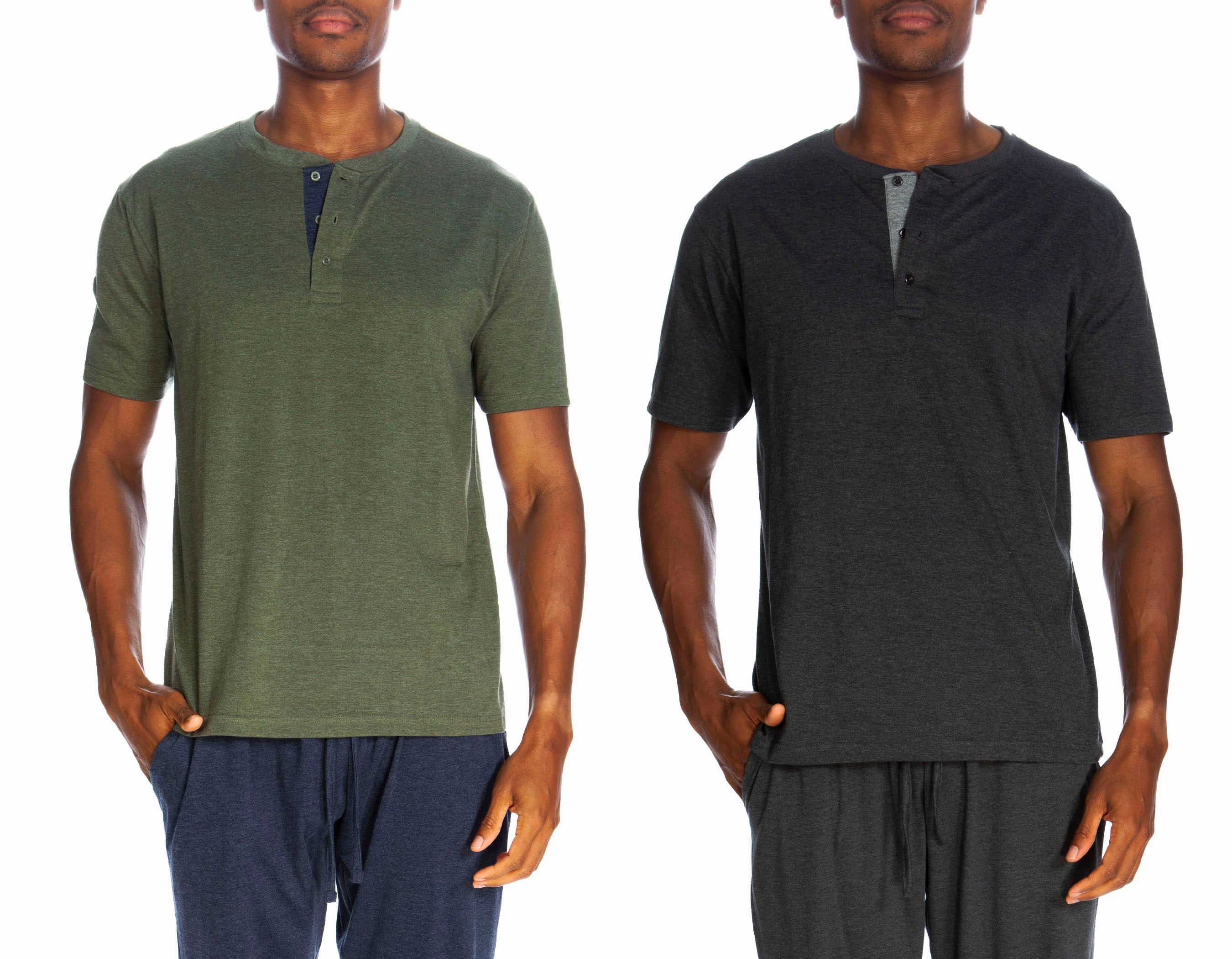 Short Sleeve 3 Button Henley 2 Pack
