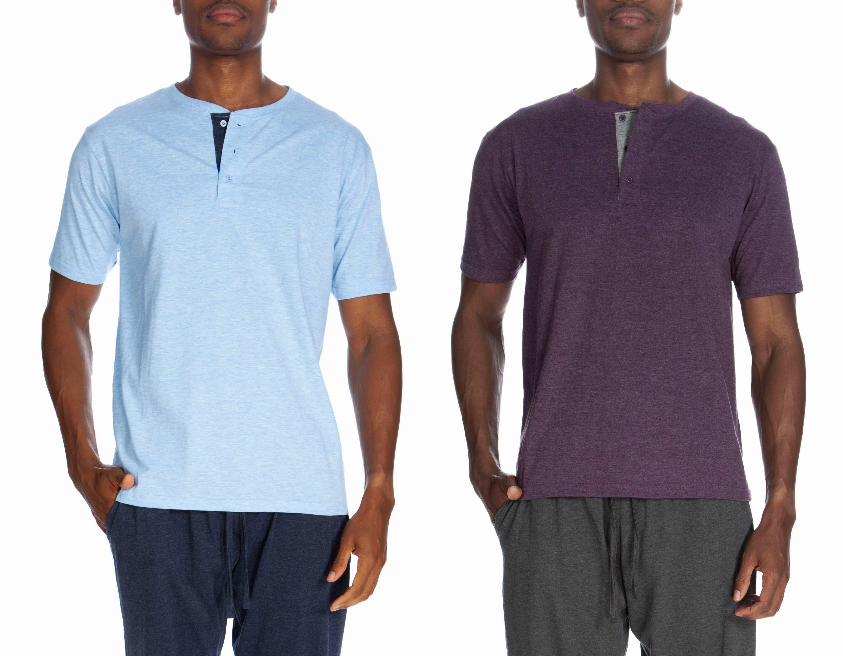 Short Sleeve 3 Button Henley 2 Pack
