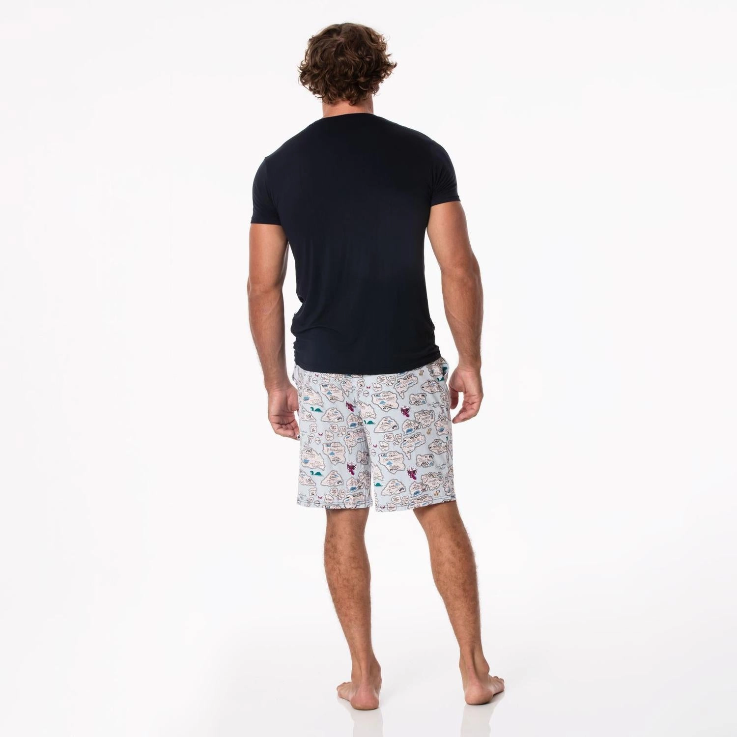 Short Sleeve Pajama Set In Dew Pirate Map