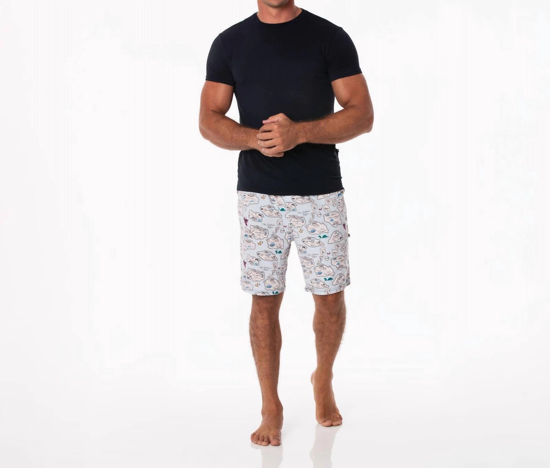 Short Sleeve Pajama Set In Dew Pirate Map
