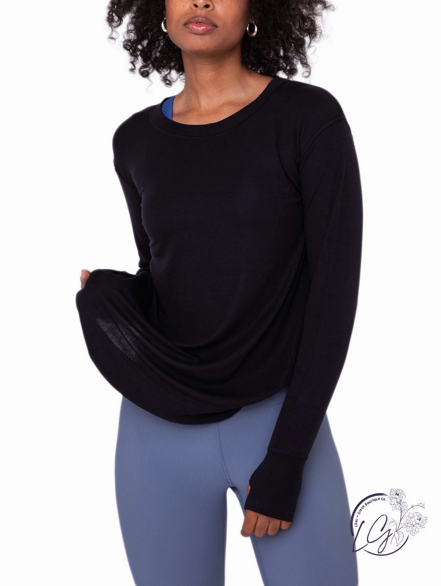 Side Swoop Long Sleeve Top affordable athletic pants for men