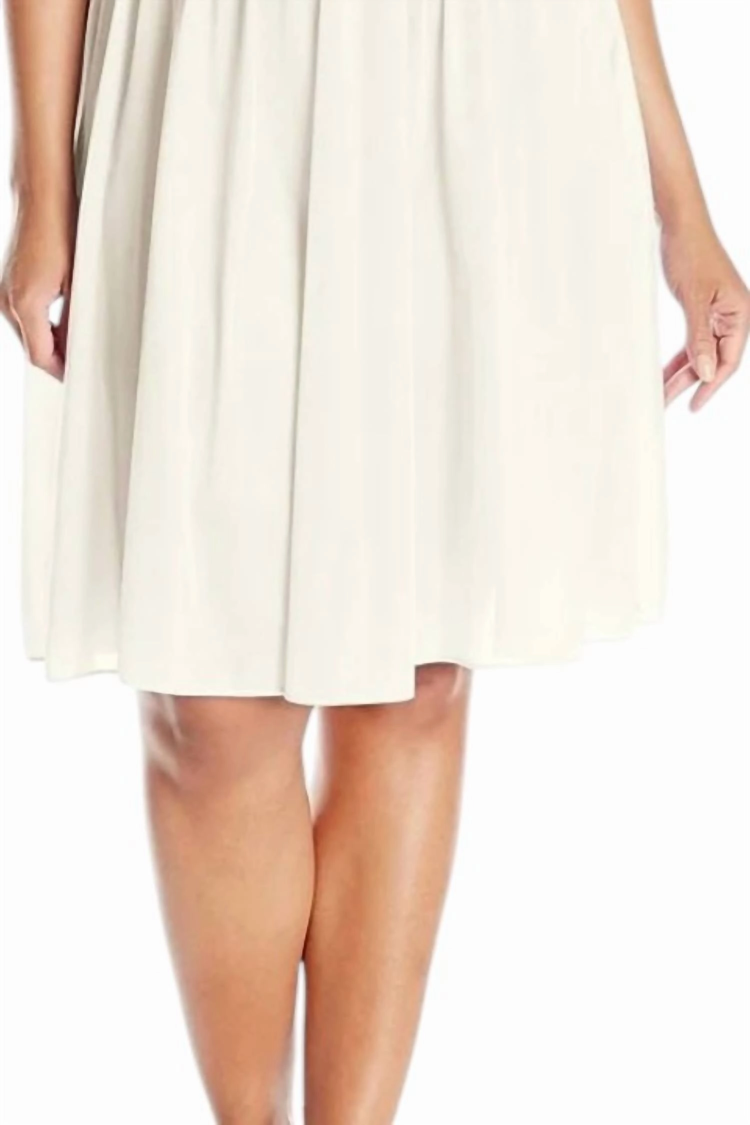 Silhouette Lace Bodice Sleeveless Waltz Gown In Ivory