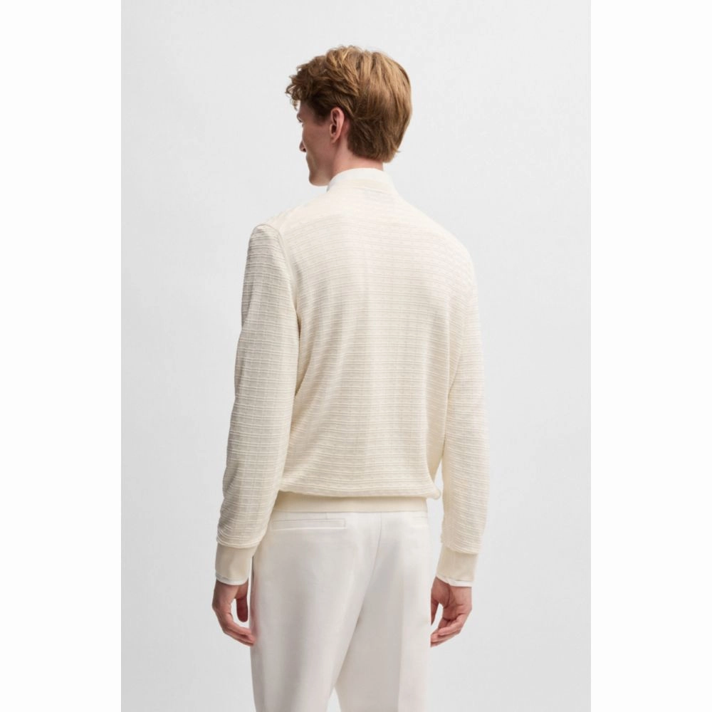 Silk sweater with knitted structure in regular fit