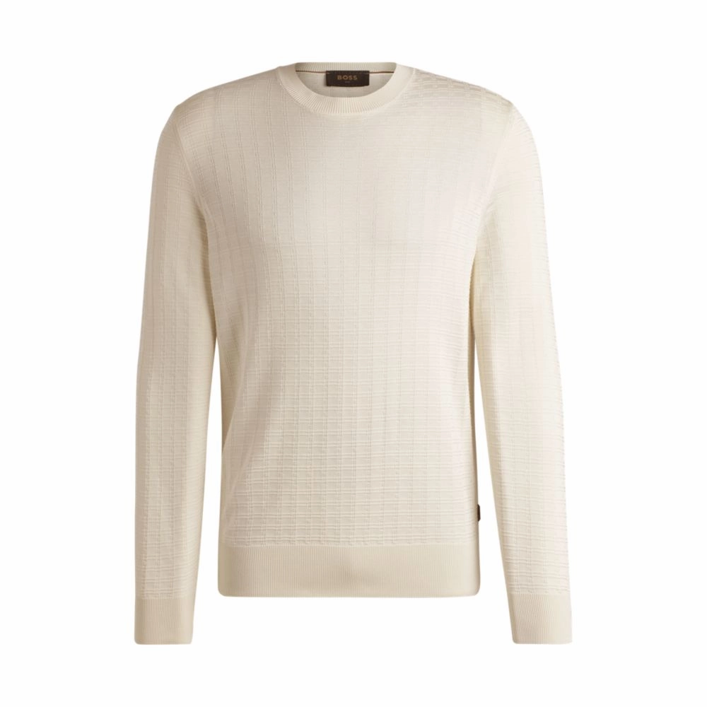 Silk sweater with knitted structure in regular fit