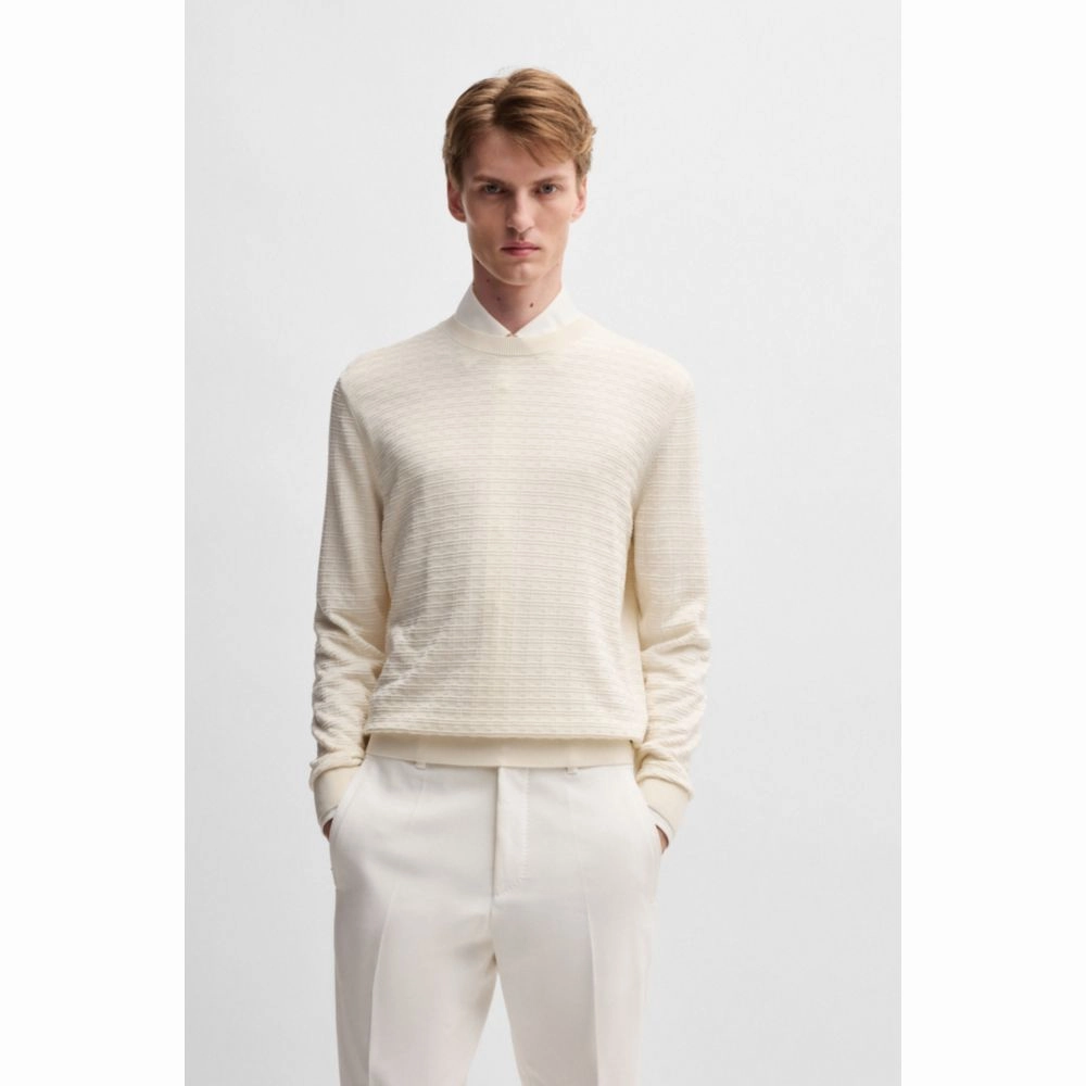 Silk sweater with knitted structure in regular fit