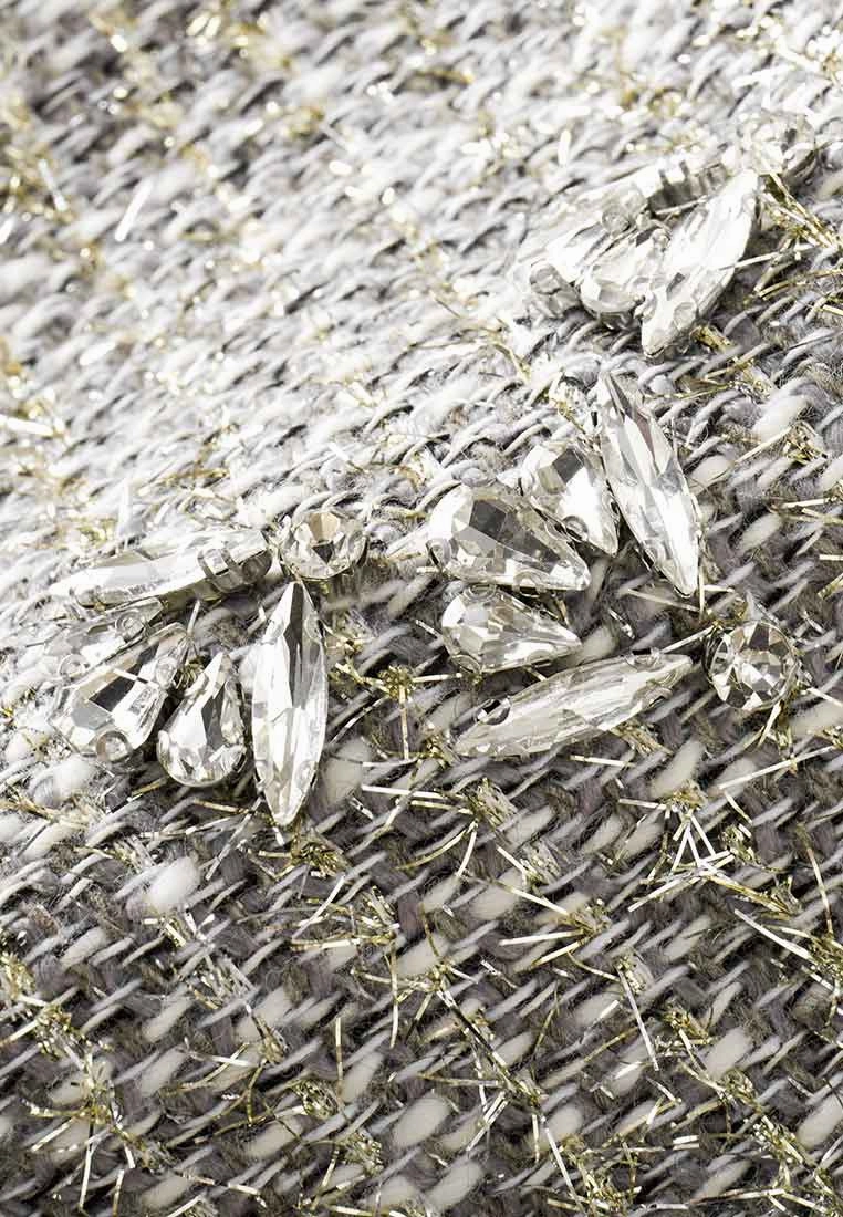 Silver And Black Bubble-hem Tweed Dress