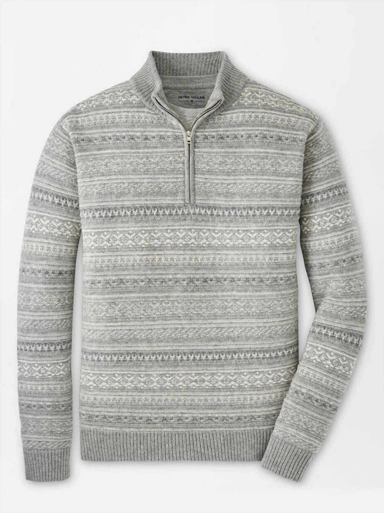 Silverton Jaquard 1/4 Zip Sweater In Gale Grey