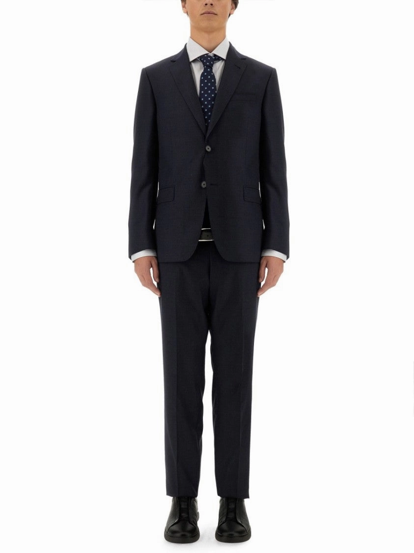 Single-Breasted Black Wool Suit With Notch Lapel