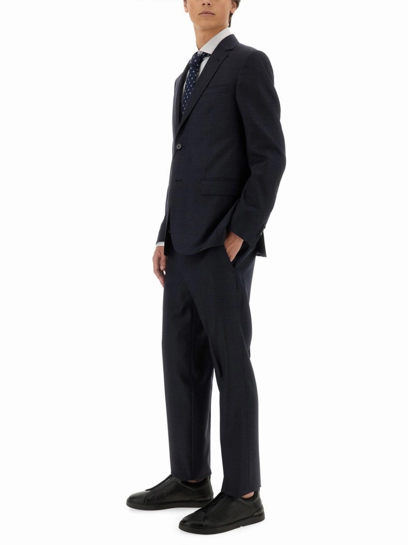 Single-Breasted Black Wool Suit With Notch Lapel