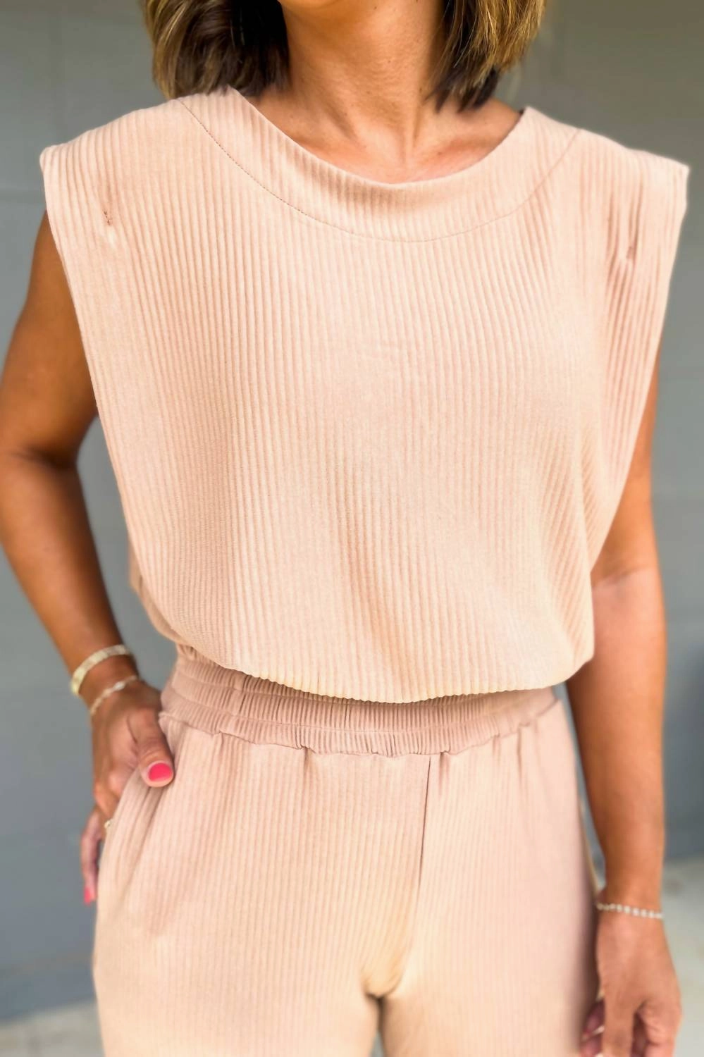 Skylar Ribbed Knit Set In Camel