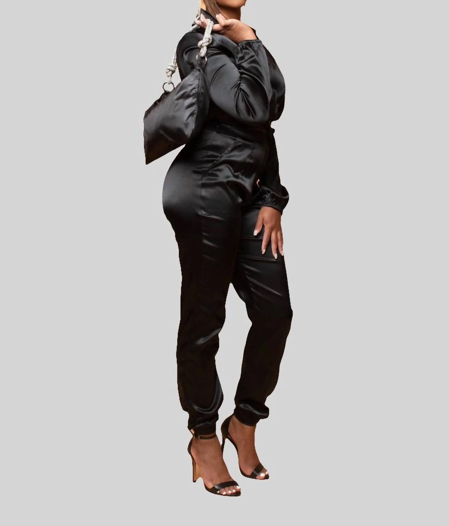 Slay Bae Satin Set In Black