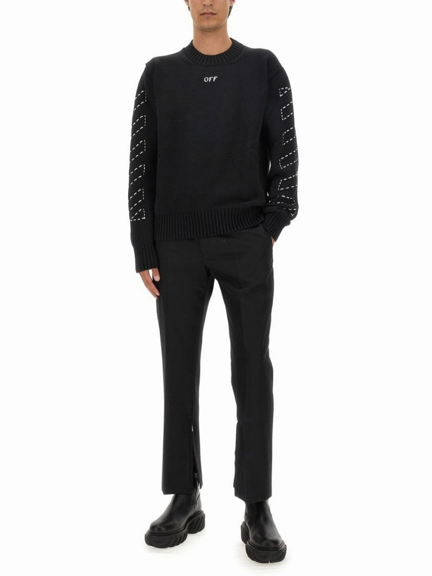 Slim-Fit Black Virgin Wool Pants With Tailored Silhouette