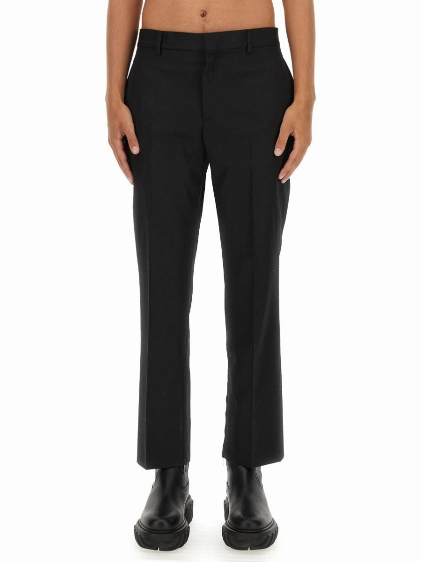 Slim-Fit Black Virgin Wool Pants With Tailored Silhouette