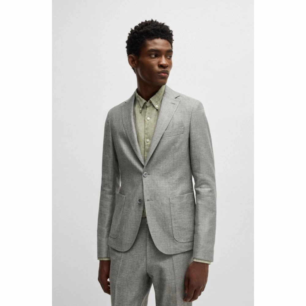 Slim-fit blazer in micro-patterned fabric