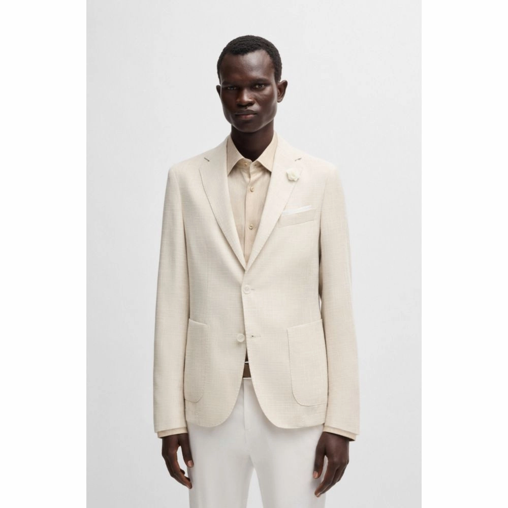 Slim-fit blazer in micro-patterned fabric
