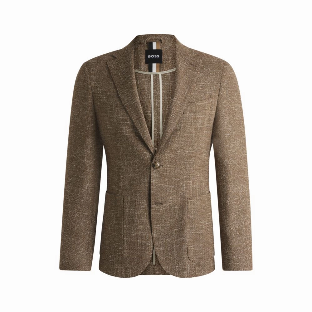 Slim-fit blazer in micro-patterned stretch tweed