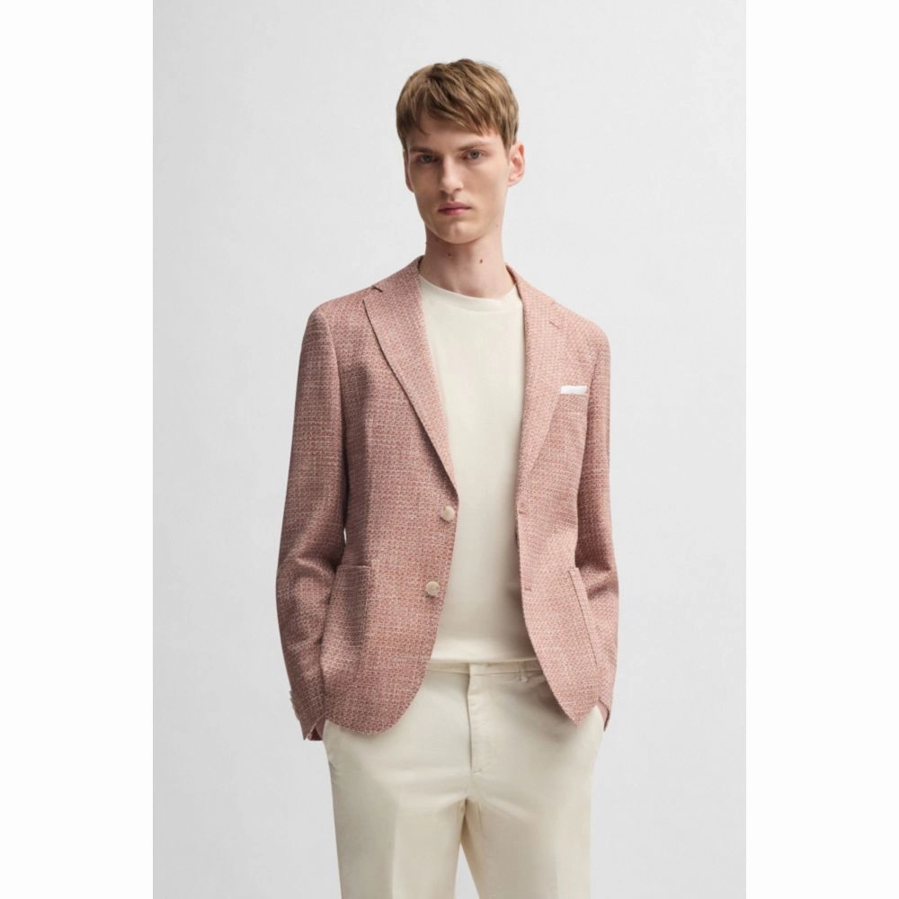 Slim-fit blazer in micro-patterned stretch tweed